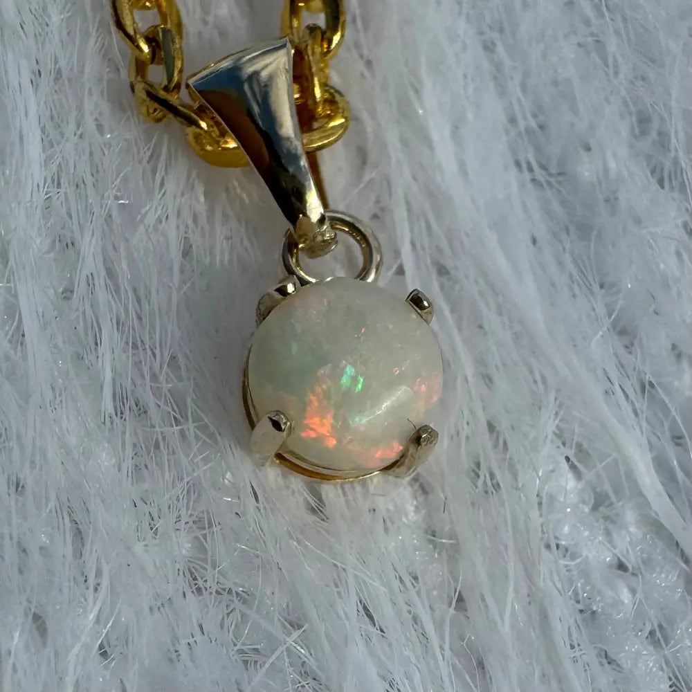 Opal pendant with gold chain from Outback Fire handcrafted 9ct solid gold 0.8ct Coober Pedy Opal