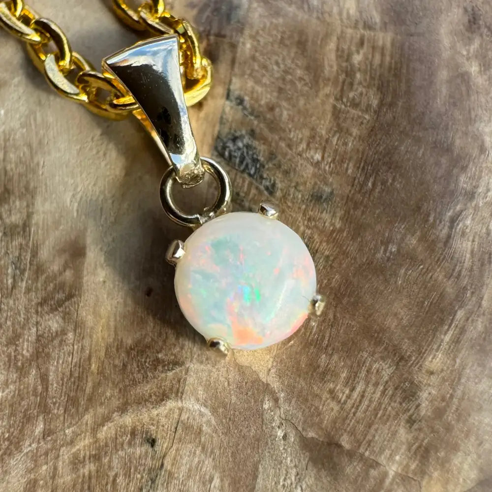 Opal pendant with gold chain from Outback Fire featuring a Coober Pedy 0.8ct Opal