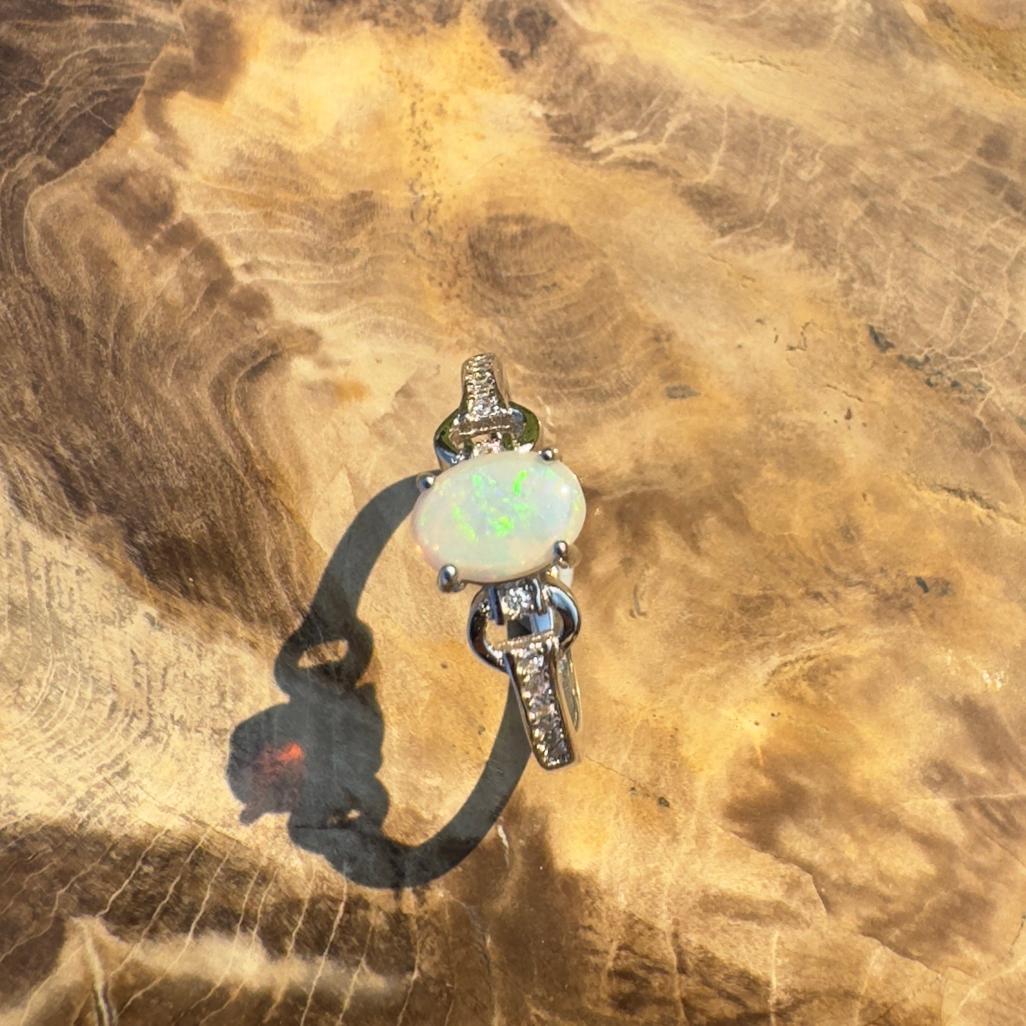 Outback Grace ~ Handcrafted 0.7ct Coober Pedy Opal Ring – Sterling Silver Radiance.