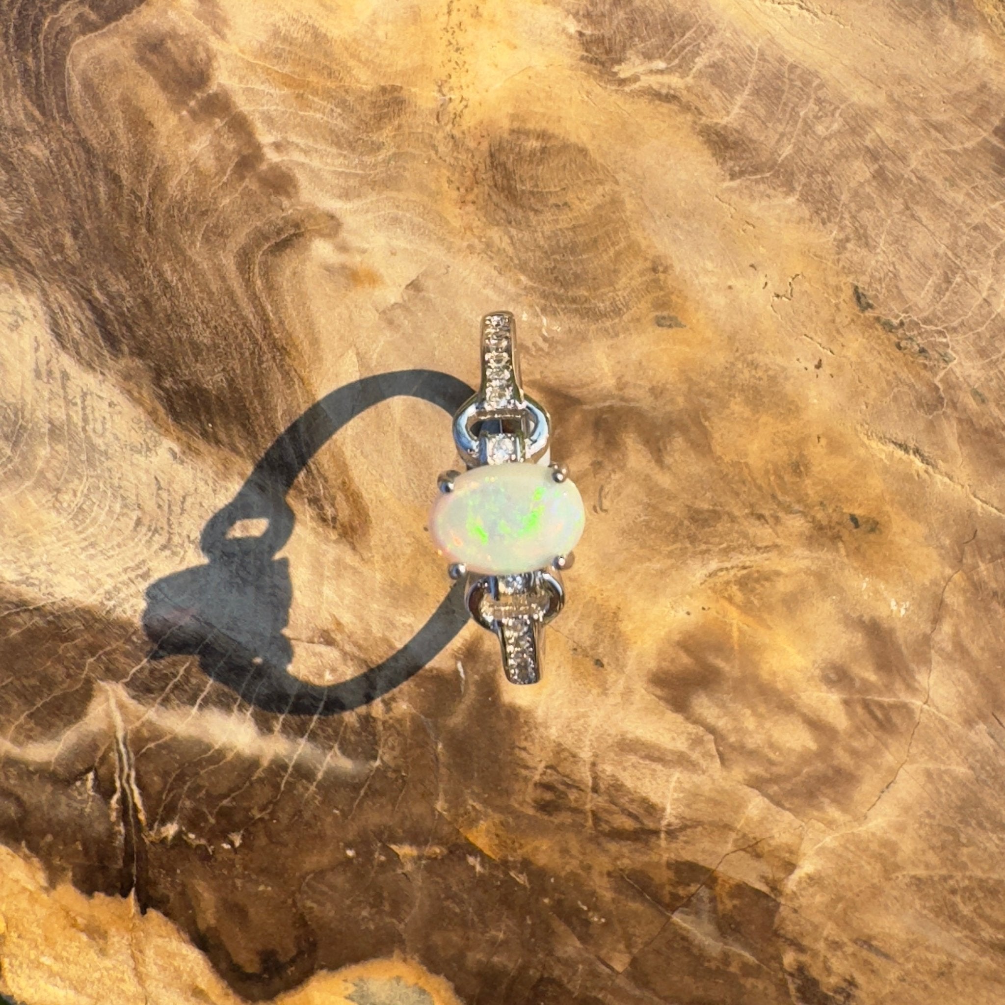 Outback Grace ~ Handcrafted 0.7ct Coober Pedy Opal Ring – Sterling Silver Radiance.
