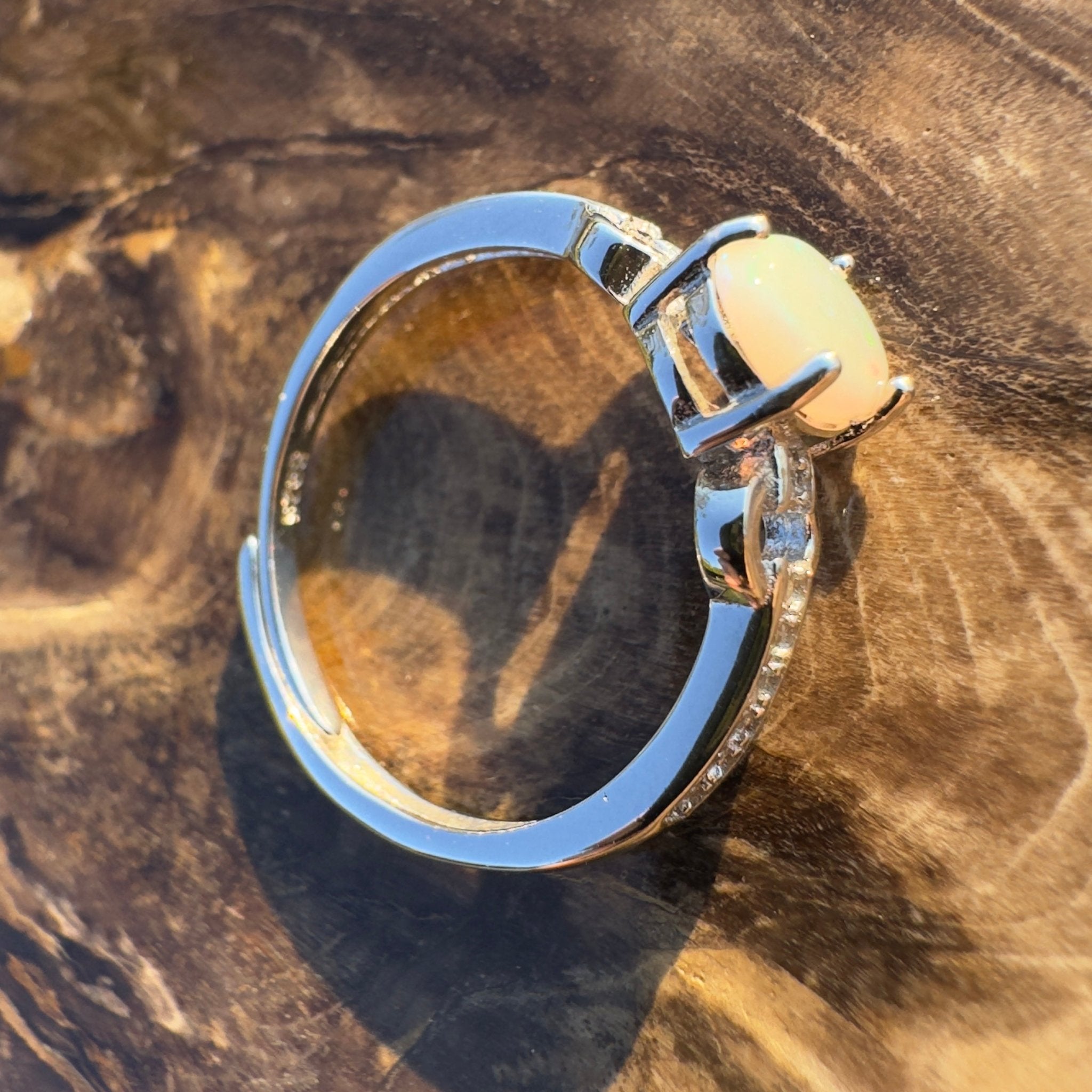 Outback Grace ~ Handcrafted 0.7ct Coober Pedy Opal Ring – Sterling Silver Radiance.