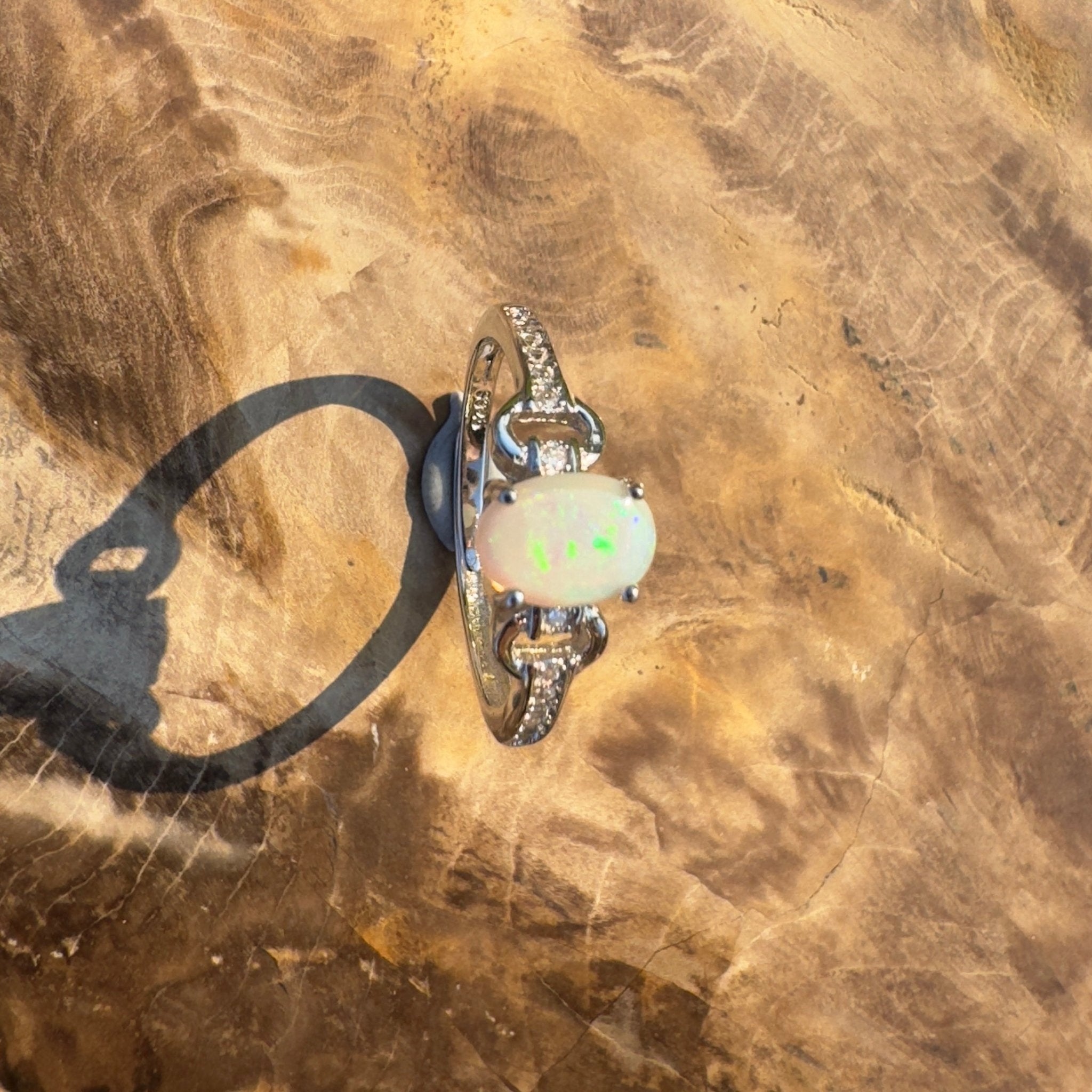 Outback Grace ~ Handcrafted 0.7ct Coober Pedy Opal Ring – Sterling Silver Radiance.