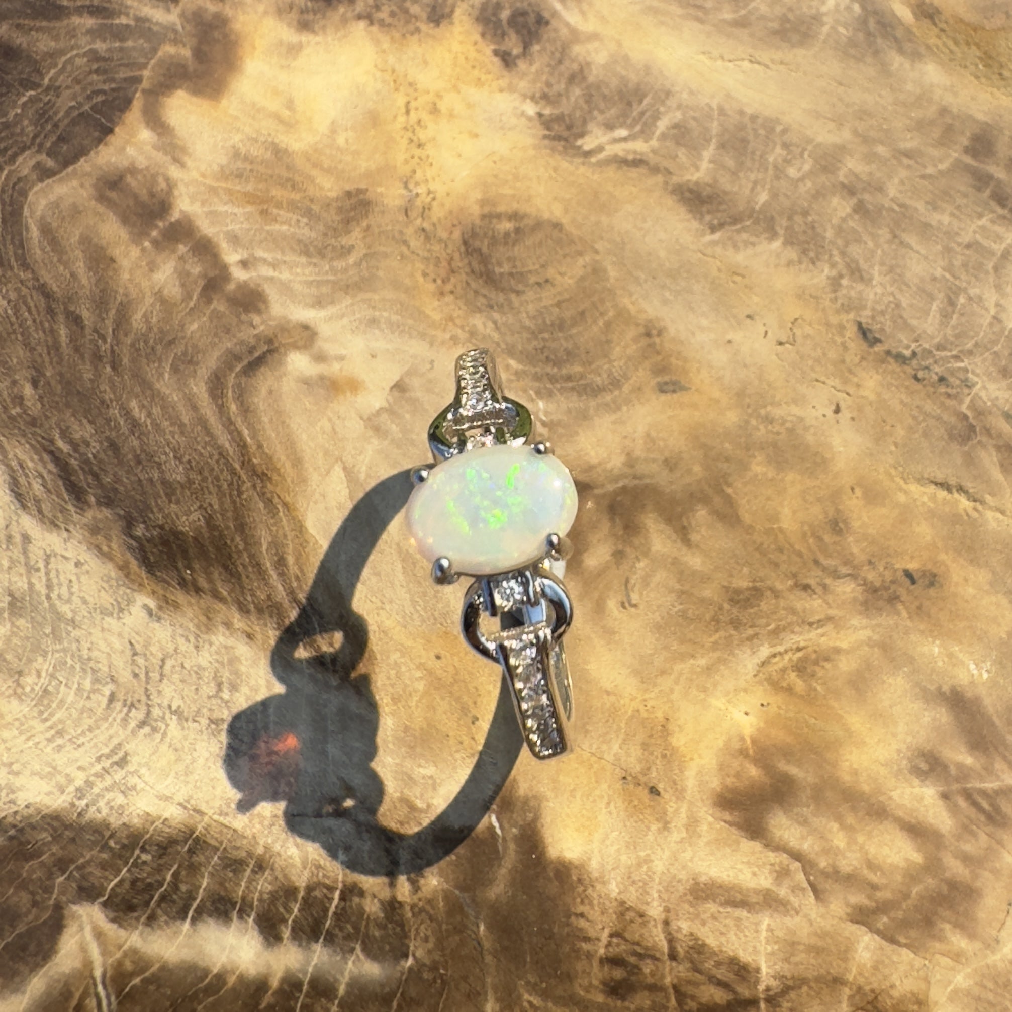 Outback Grace ~ Handcrafted 0.7ct Coober Pedy Opal Ring – Sterling Silver Radiance.