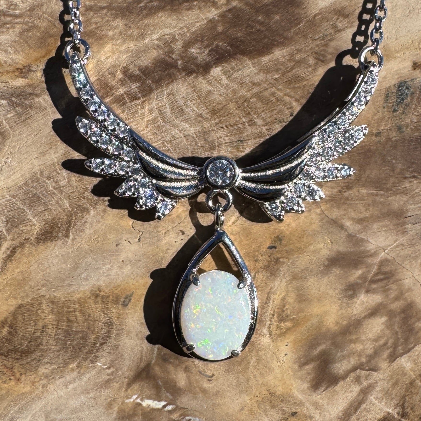 Outback Halo ~ 1.1ct Solid Coober Pedy Opal 925 Sterling Silver Pendant Necklace