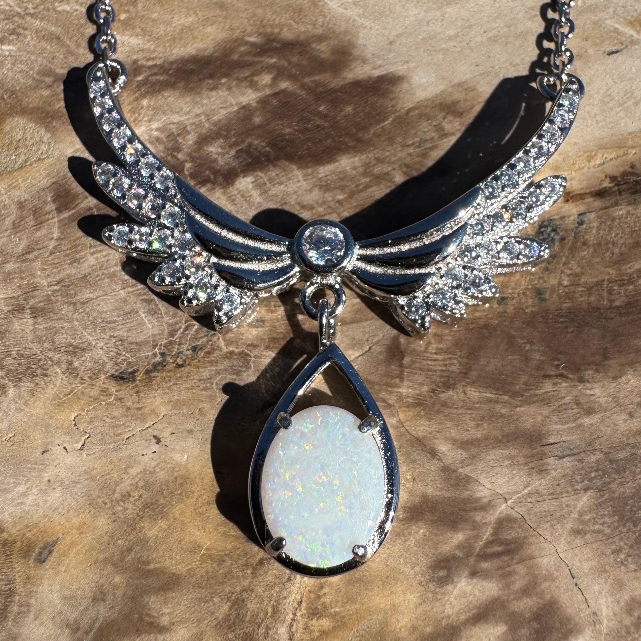 Outback Halo ~ 1.1ct Solid Coober Pedy Opal 925 Sterling Silver Pendant Necklace