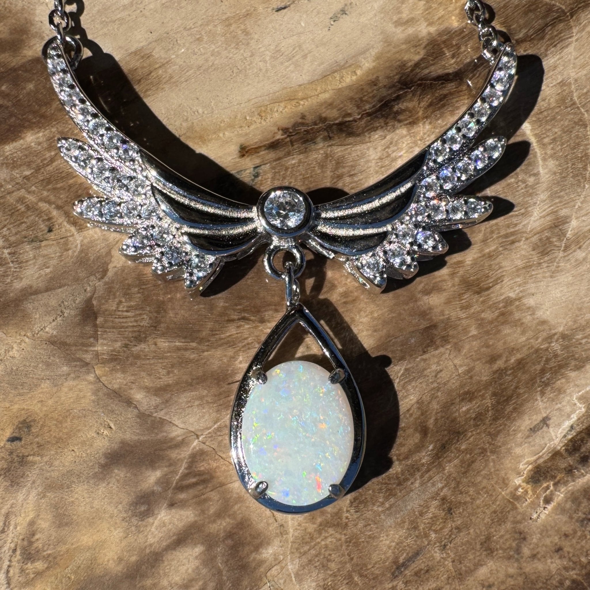 Outback Halo ~ 1.1ct Solid Coober Pedy Opal 925 Sterling Silver Pendant Necklace