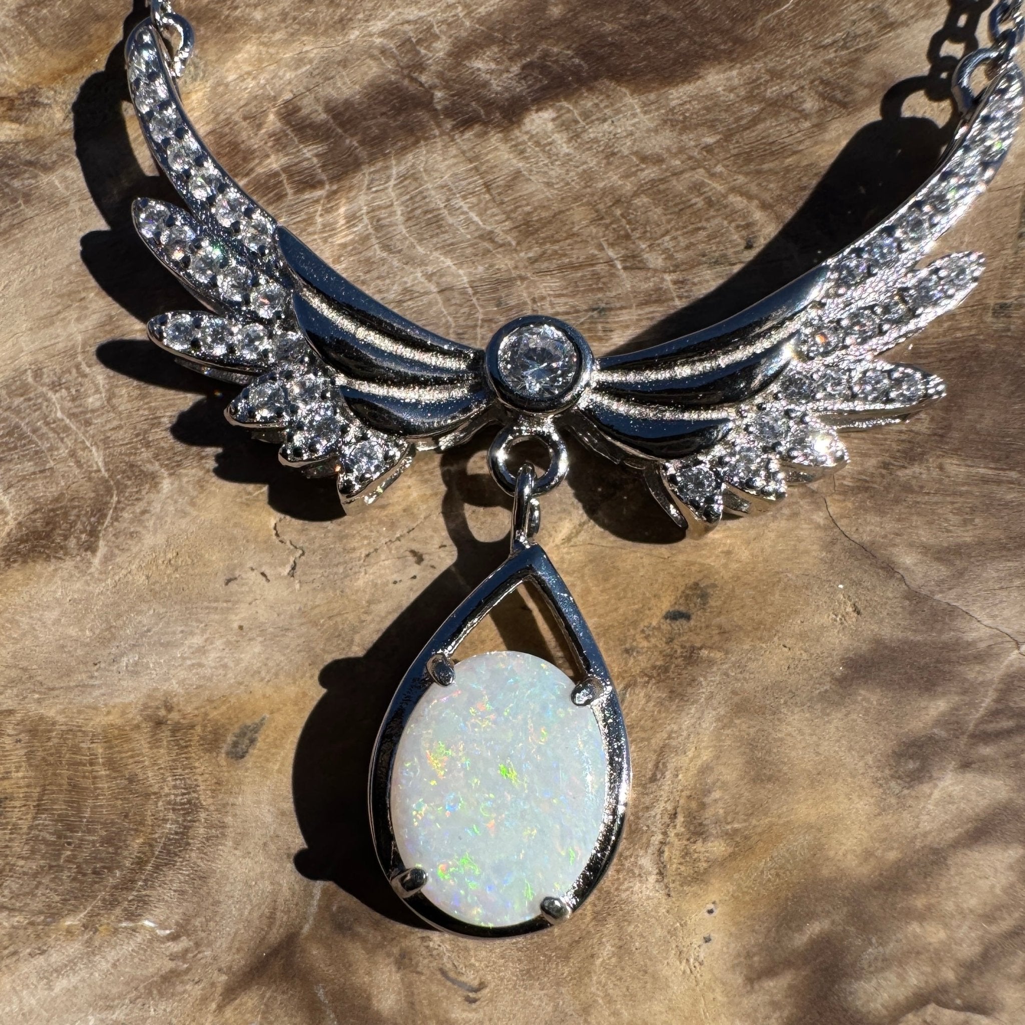 Outback Halo ~ 1.1ct Solid Coober Pedy Opal 925 Sterling Silver Pendant Necklace