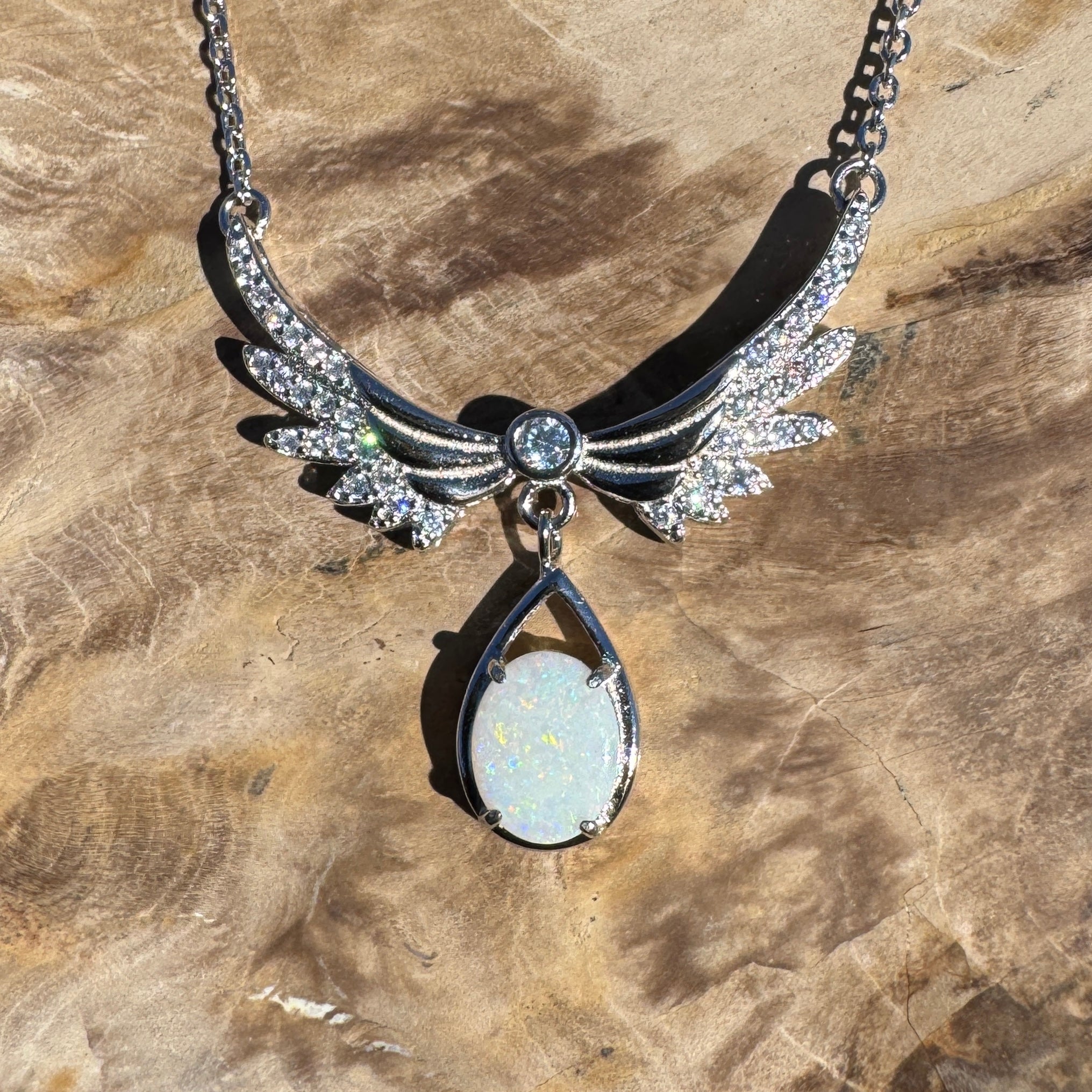 Outback Halo ~ 1.1ct Solid Coober Pedy Opal 925 Sterling Silver Pendant Necklace