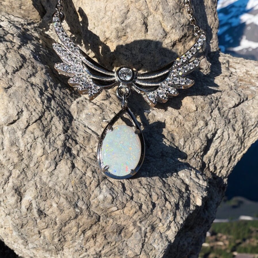 Outback Halo ~ 1.1ct Solid Coober Pedy Opal 925 Sterling Silver Pendant Necklace