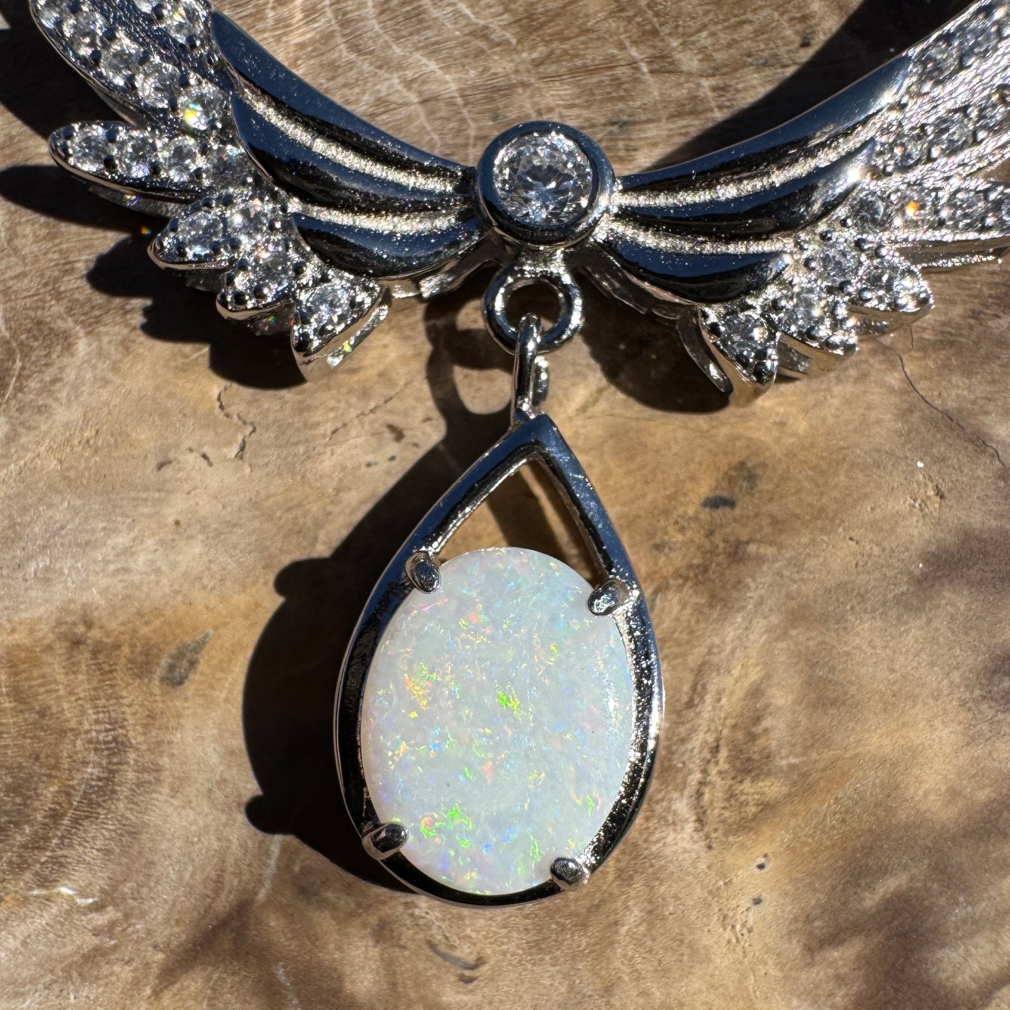 Outback Halo ~ 1.1ct Solid Coober Pedy Opal 925 Sterling Silver Pendant Necklace