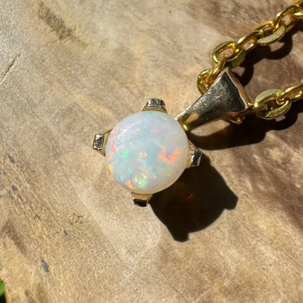 Gold chain necklace with opal pendant from Outback Radiance handcrafted 9ct solid gold