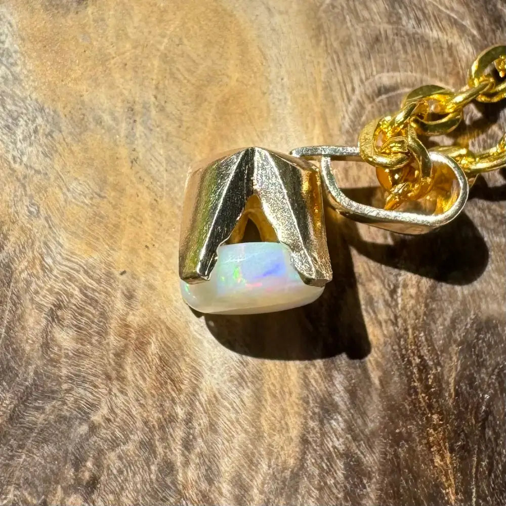 Gold opal pendant necklace from Outback Radiance handcrafted with 9ct solid gold and Coober Pedy opal