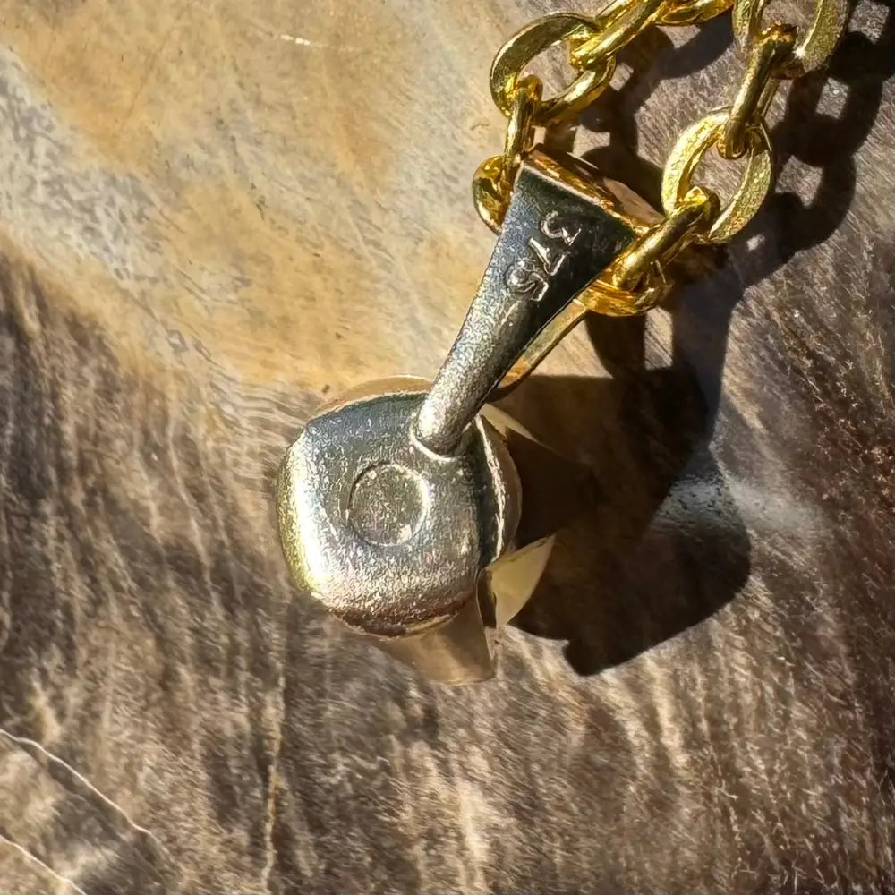 Gold chain and pendant featuring a handcrafted 9ct solid gold Coober Pedy opal for Outback Radiance