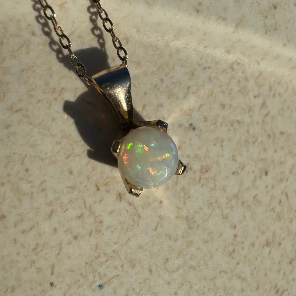 'Outback Radiance' ~ Handcrafted 9ct Solid Gold 0.8ct Coober Pedy Opal Pendant