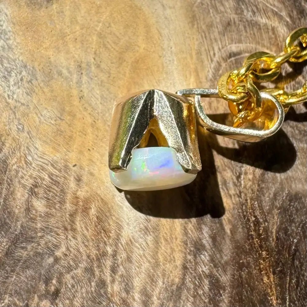 'Outback Radiance' ~ Handcrafted 9ct Solid Gold 0.8ct Coober Pedy Opal Pendant