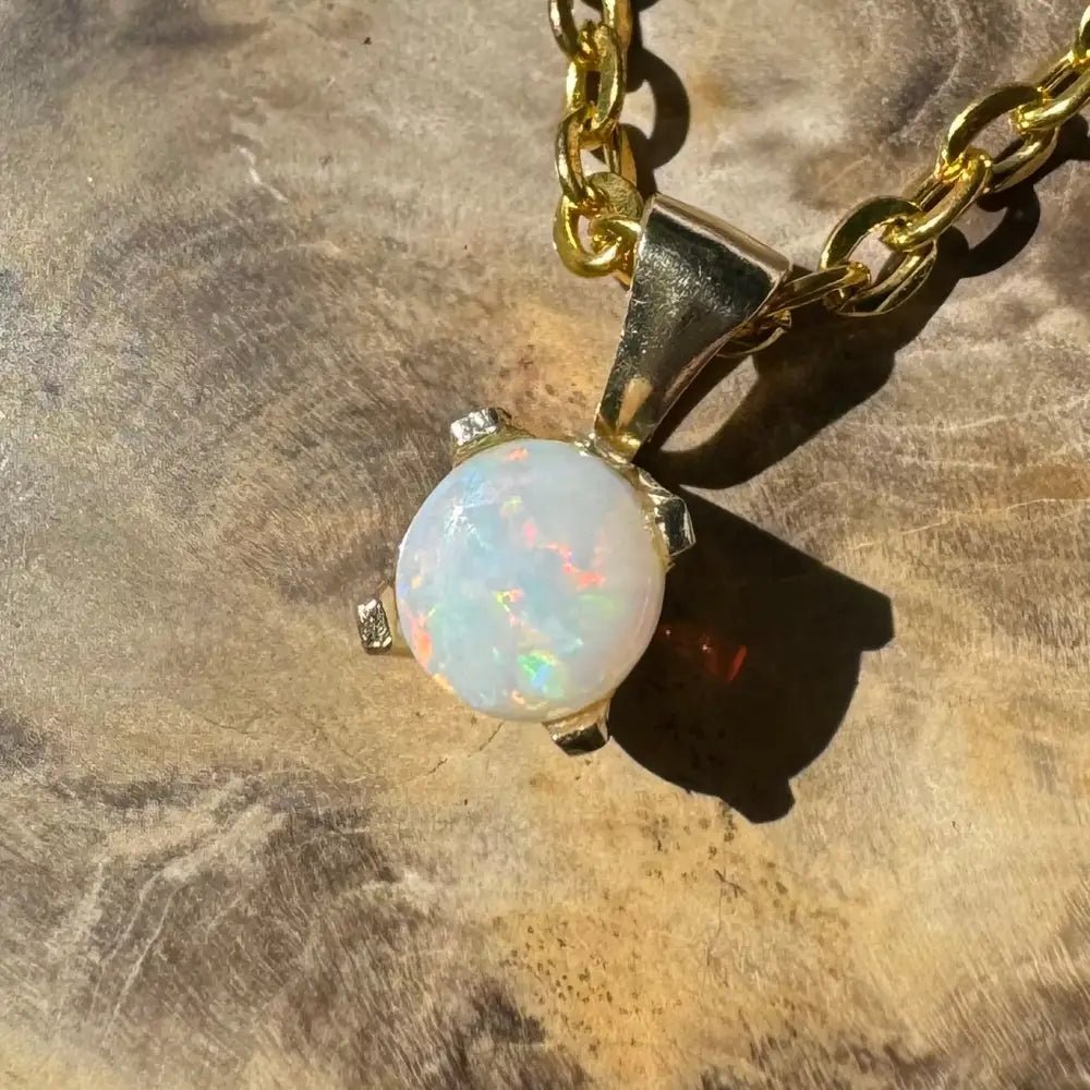 'Outback Radiance' ~ Handcrafted 9ct Solid Gold 0.8ct Coober Pedy Opal Pendant