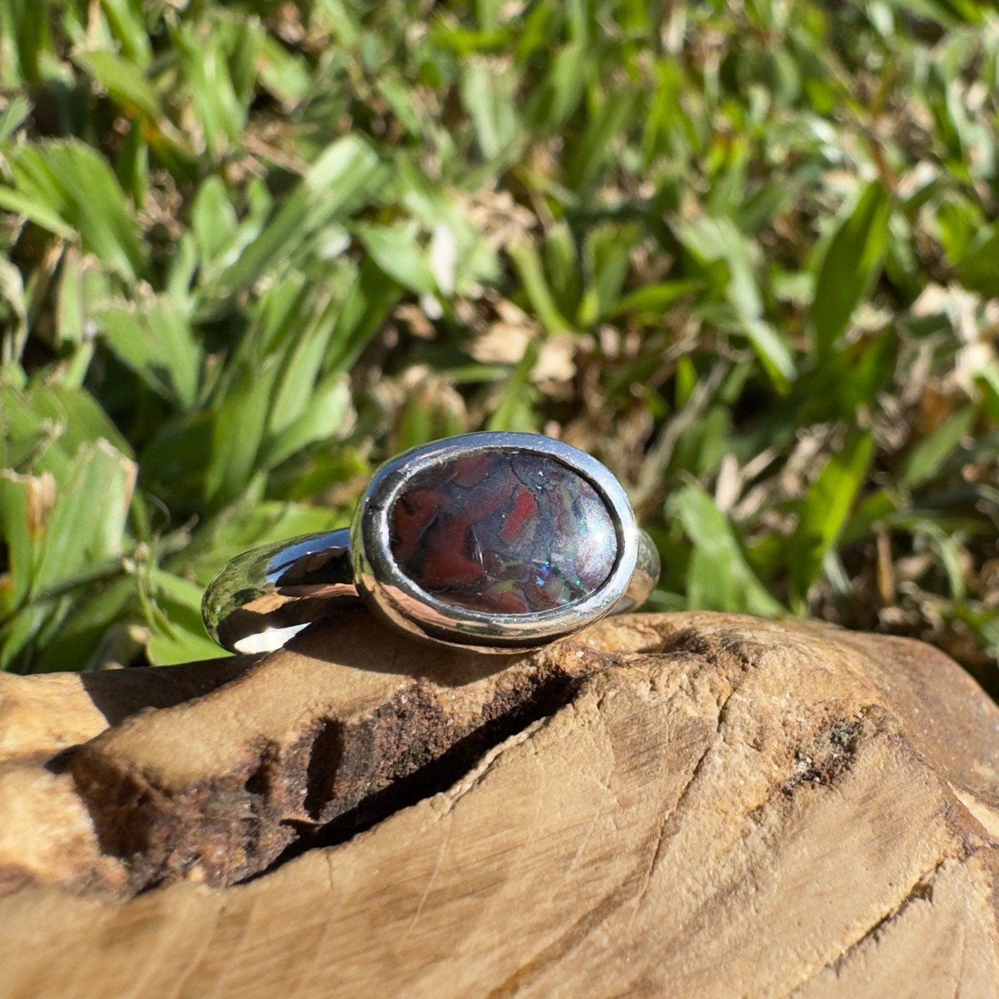 Outback Shine ~ 1.9ct Solid Queensland Boulder Opal 925 Sterling Silver Ring