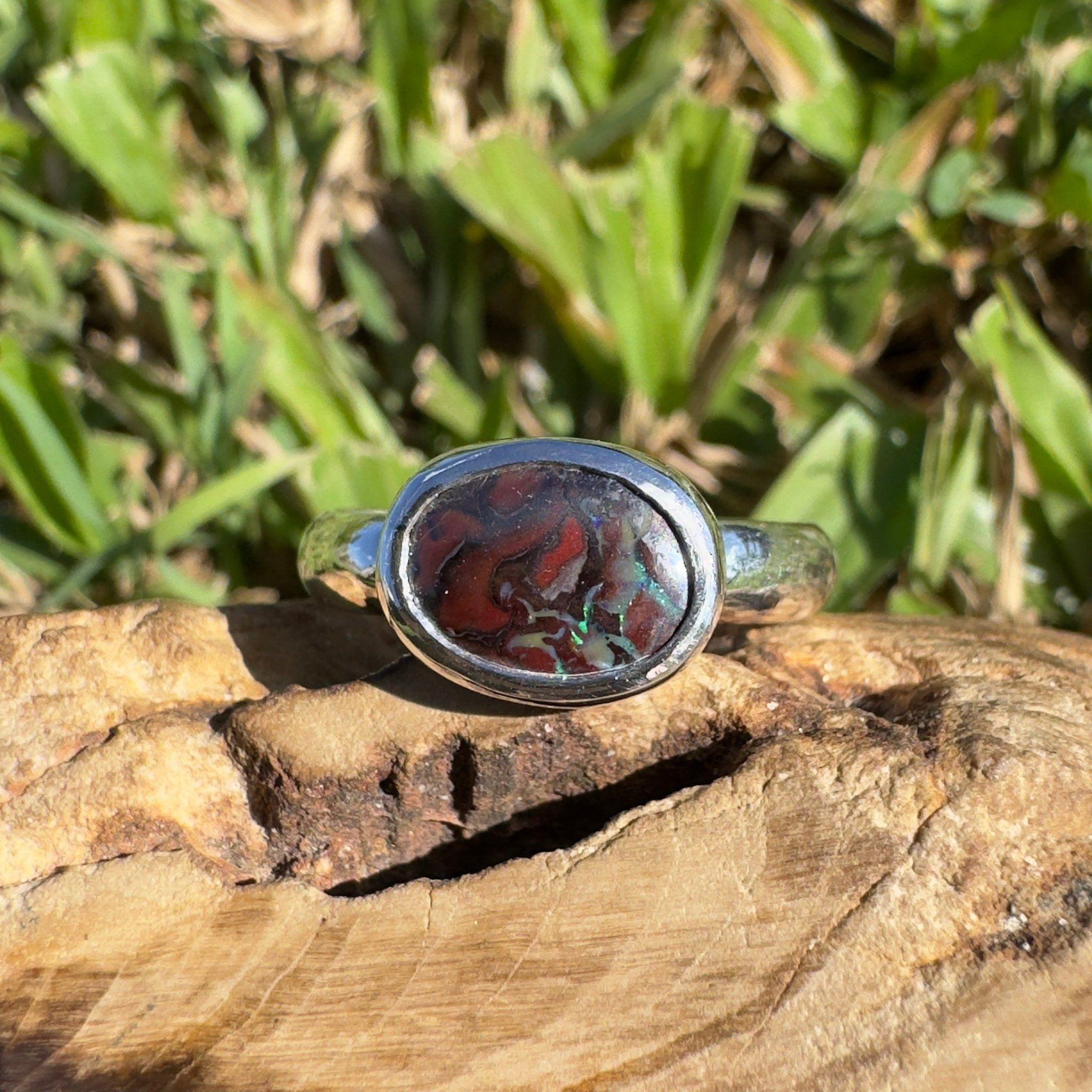 Outback Shine ~ 1.9ct Solid Queensland Boulder Opal 925 Sterling Silver Ring