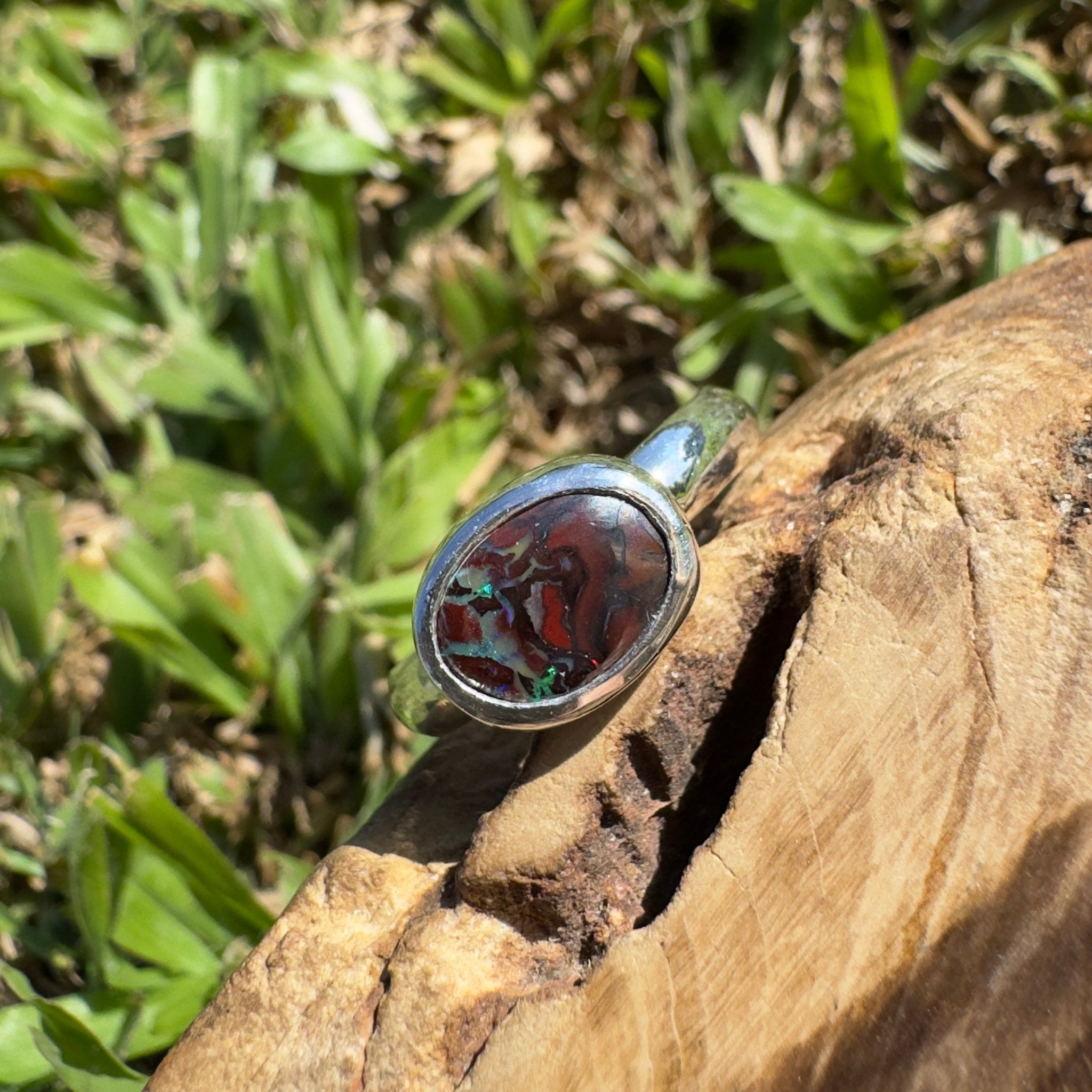 Outback Shine ~ 1.9ct Solid Queensland Boulder Opal 925 Sterling Silver Ring