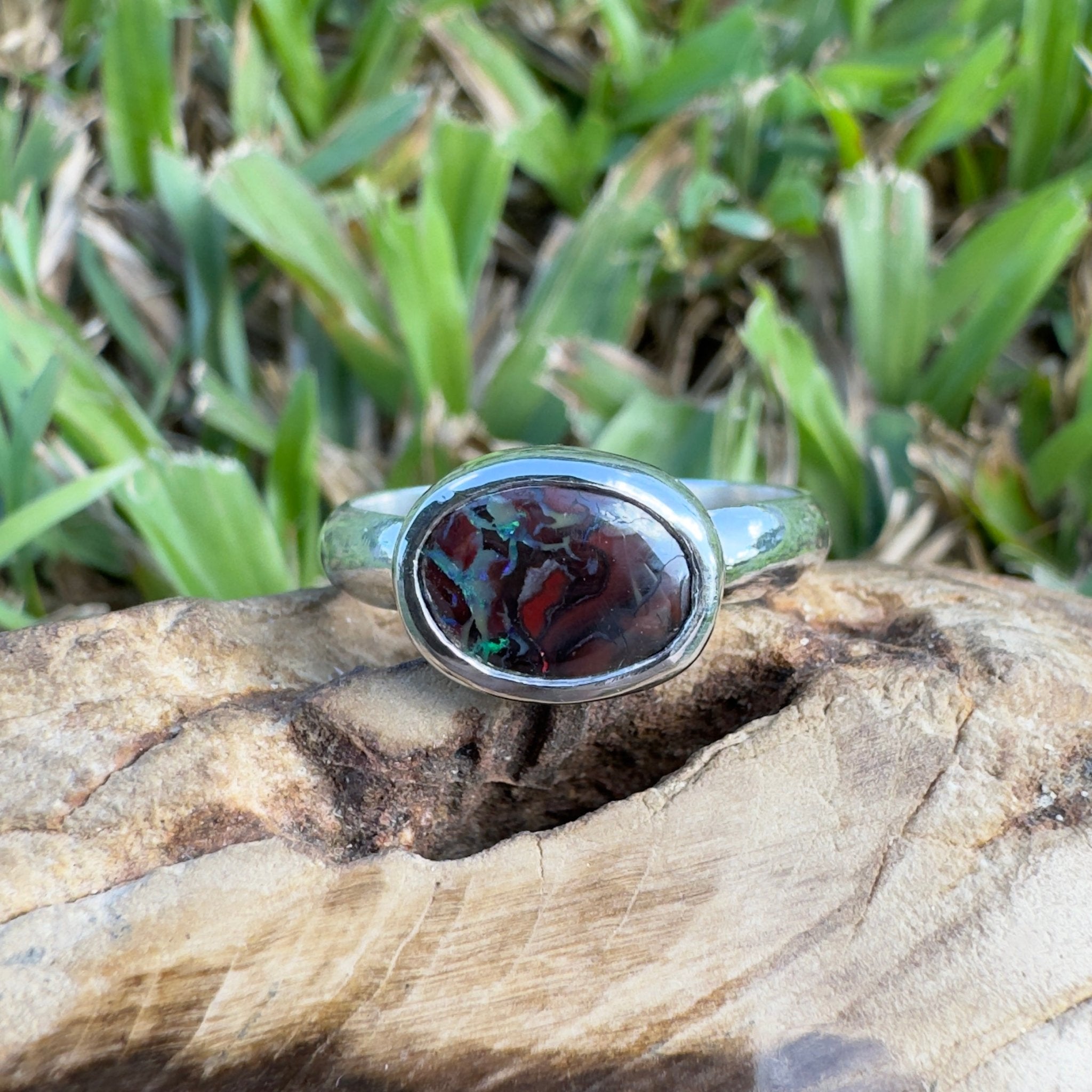 Outback Shine ~ 1.9ct Solid Queensland Boulder Opal 925 Sterling Silver Ring