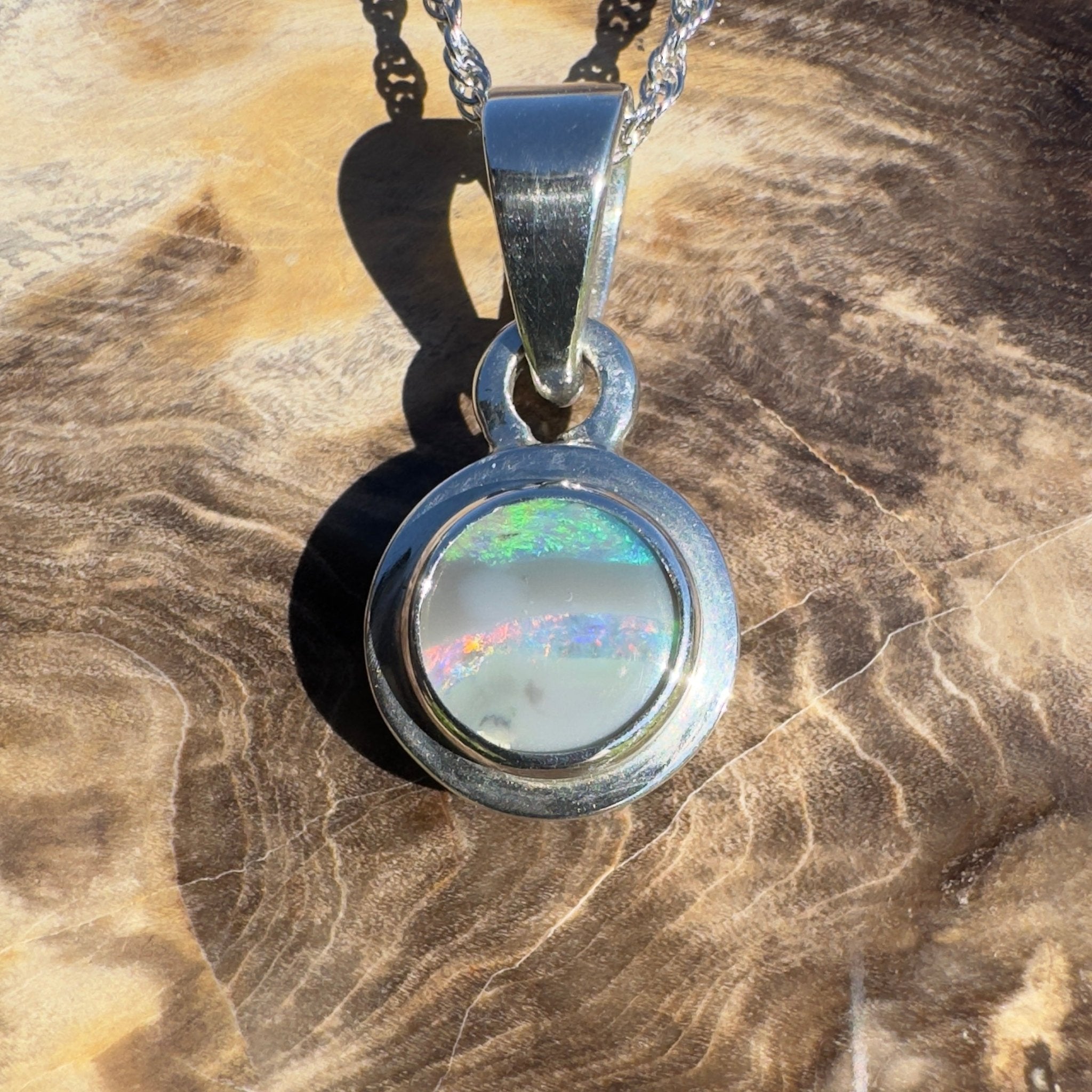 Outback Spirit ~ 1.4ct Double Sided (Two Opals) Solid Lightning Ridge Opal 925 Silver Pendant Necklace