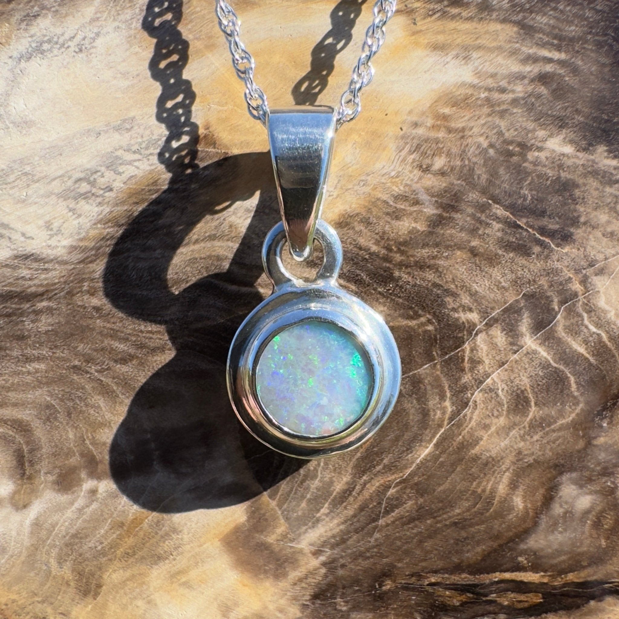 Outback Spirit ~ 1.4ct Double Sided (Two Opals) Solid Lightning Ridge Opal 925 Silver Pendant Necklace
