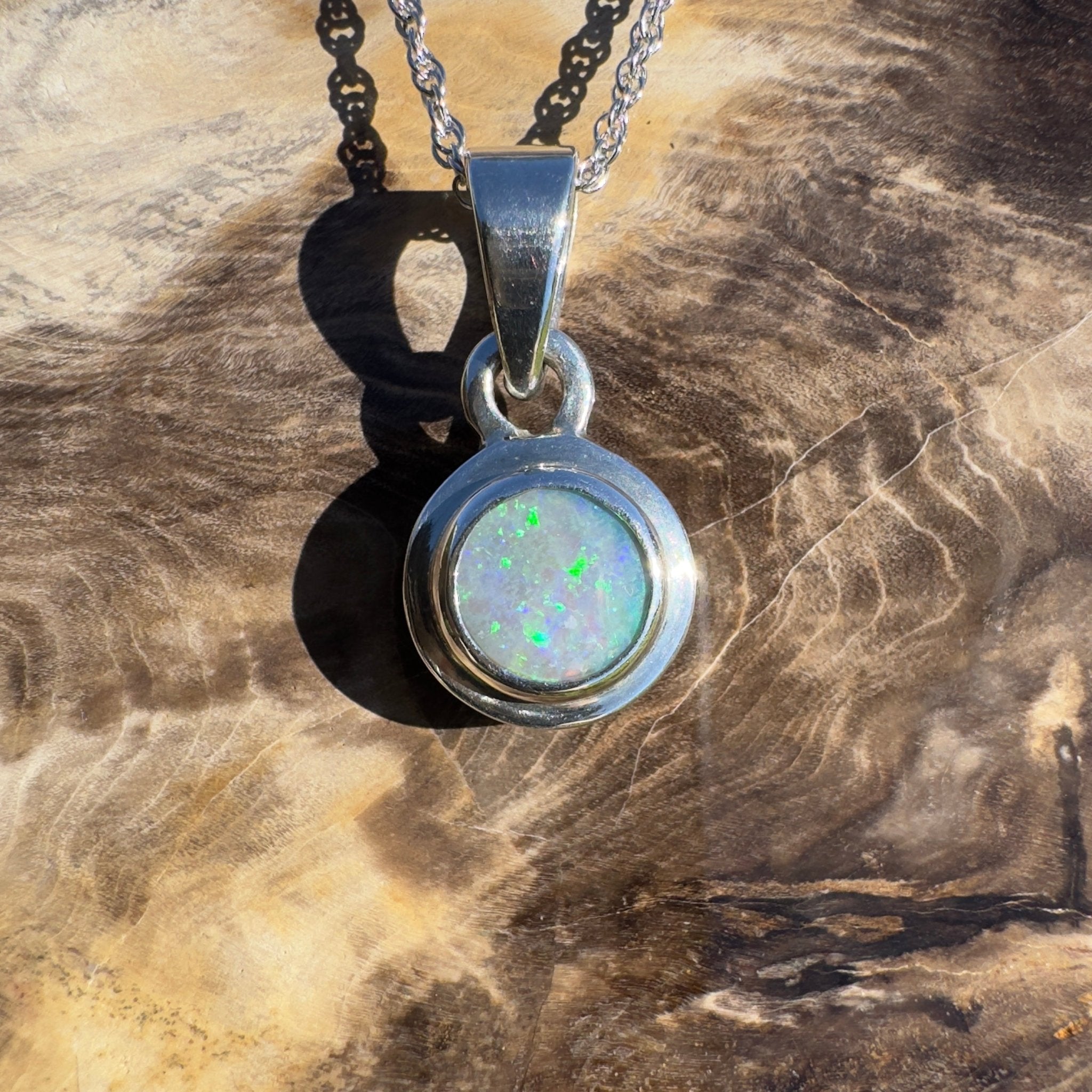 Outback Spirit ~ 1.4ct Double Sided (Two Opals) Solid Lightning Ridge Opal 925 Silver Pendant Necklace