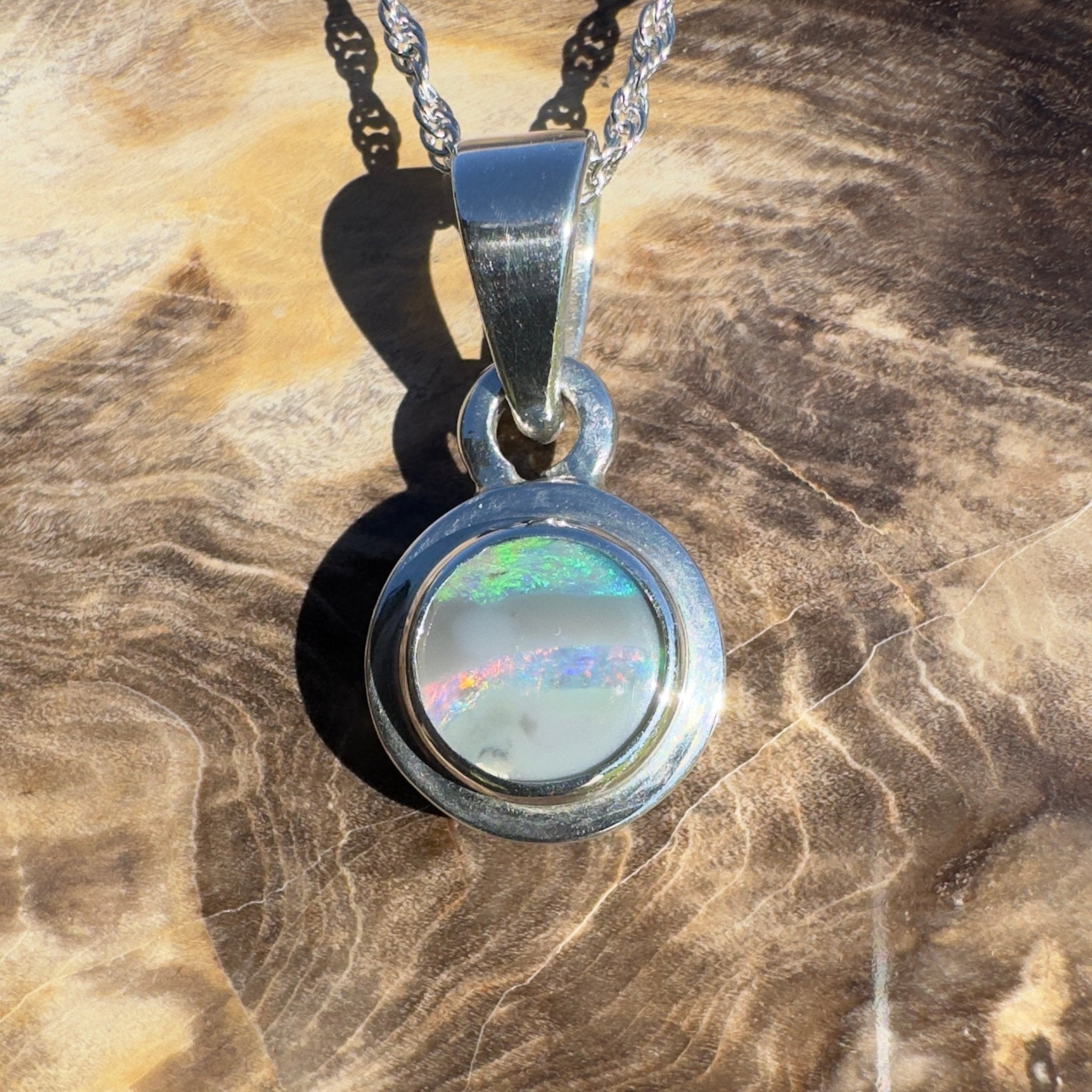 Outback Spirit ~ 1.4ct Double Sided (Two Opals) Solid Lightning Ridge Opal 925 Silver Pendant Necklace