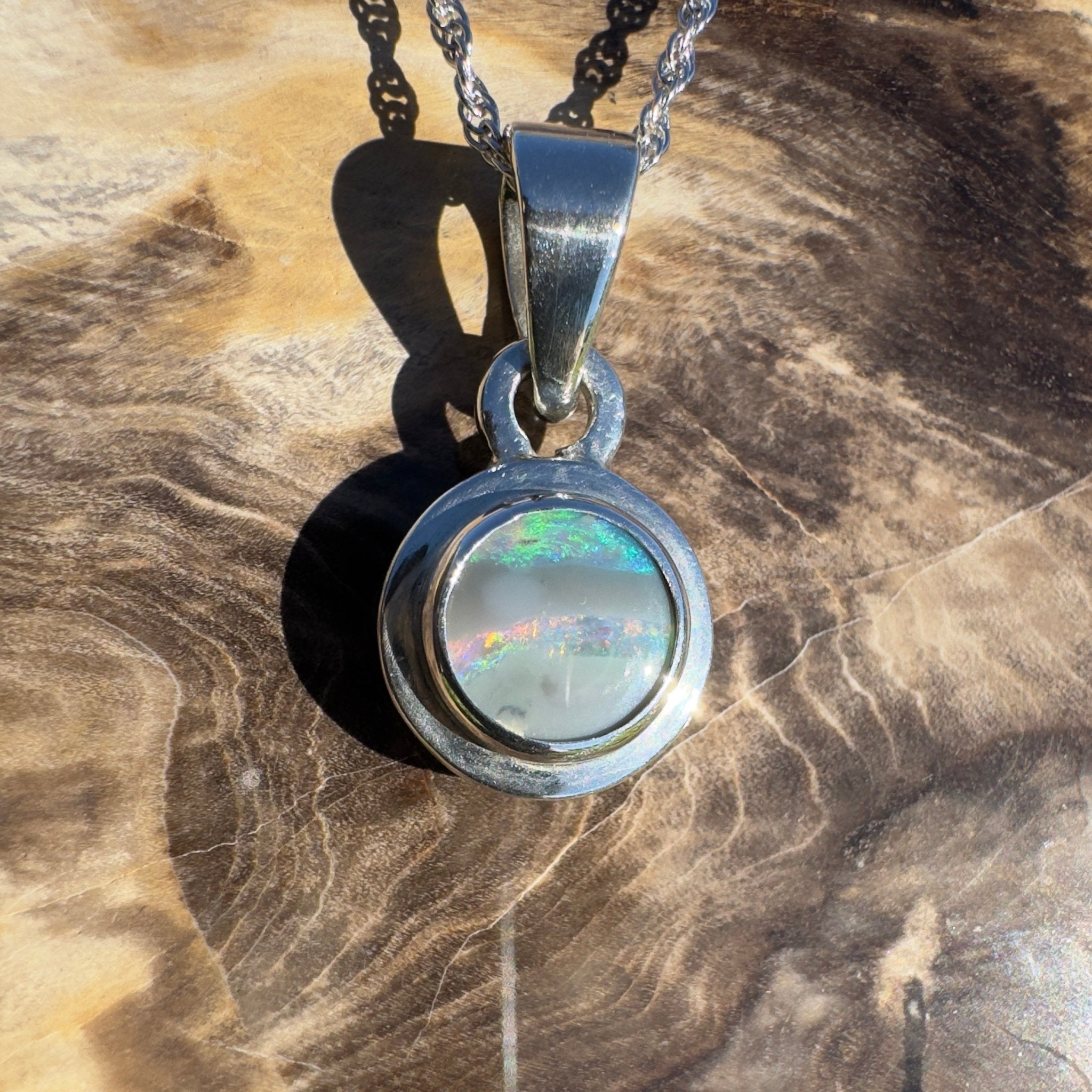Outback Spirit ~ 1.4ct Double Sided (Two Opals) Solid Lightning Ridge Opal 925 Silver Pendant Necklace