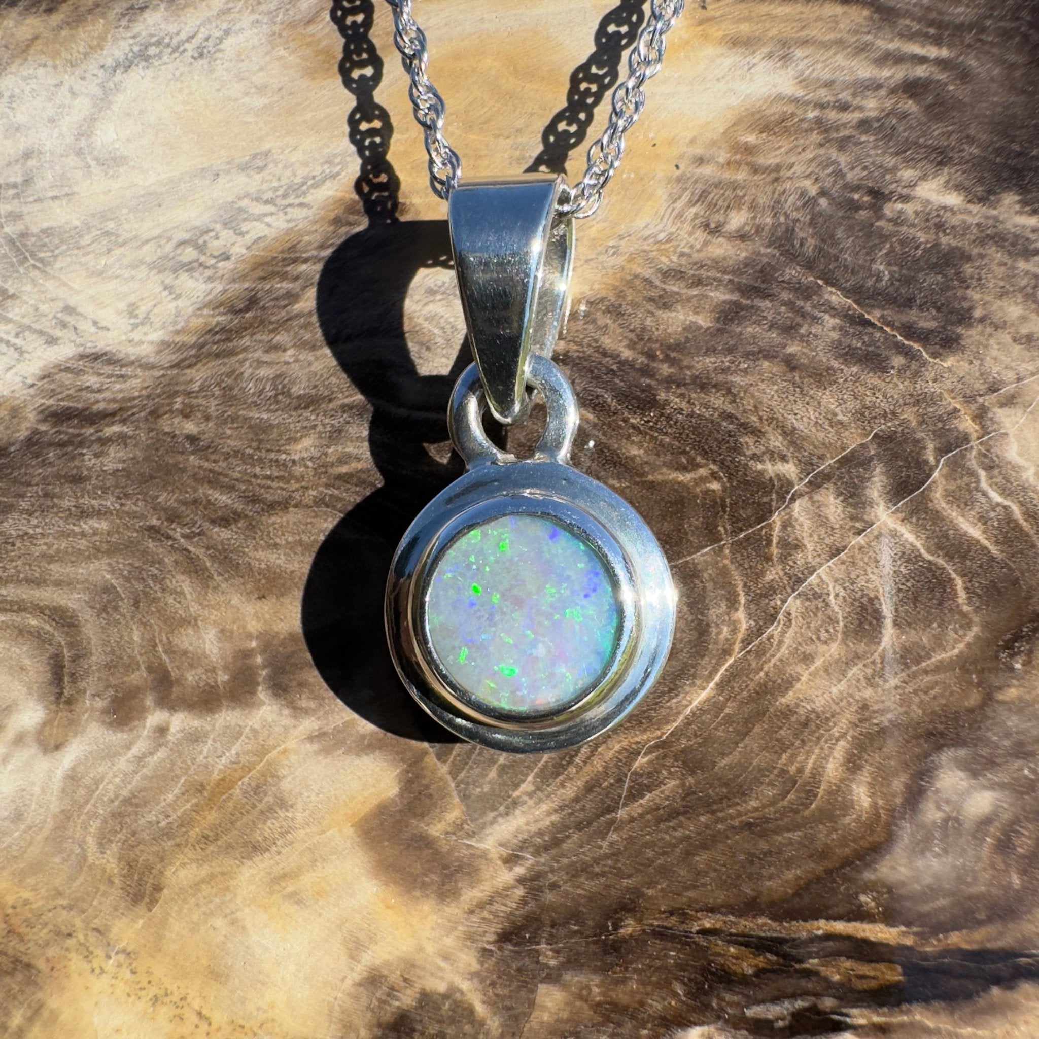 Outback Spirit ~ 1.4ct Double Sided (Two Opals) Solid Lightning Ridge Opal 925 Silver Pendant Necklace