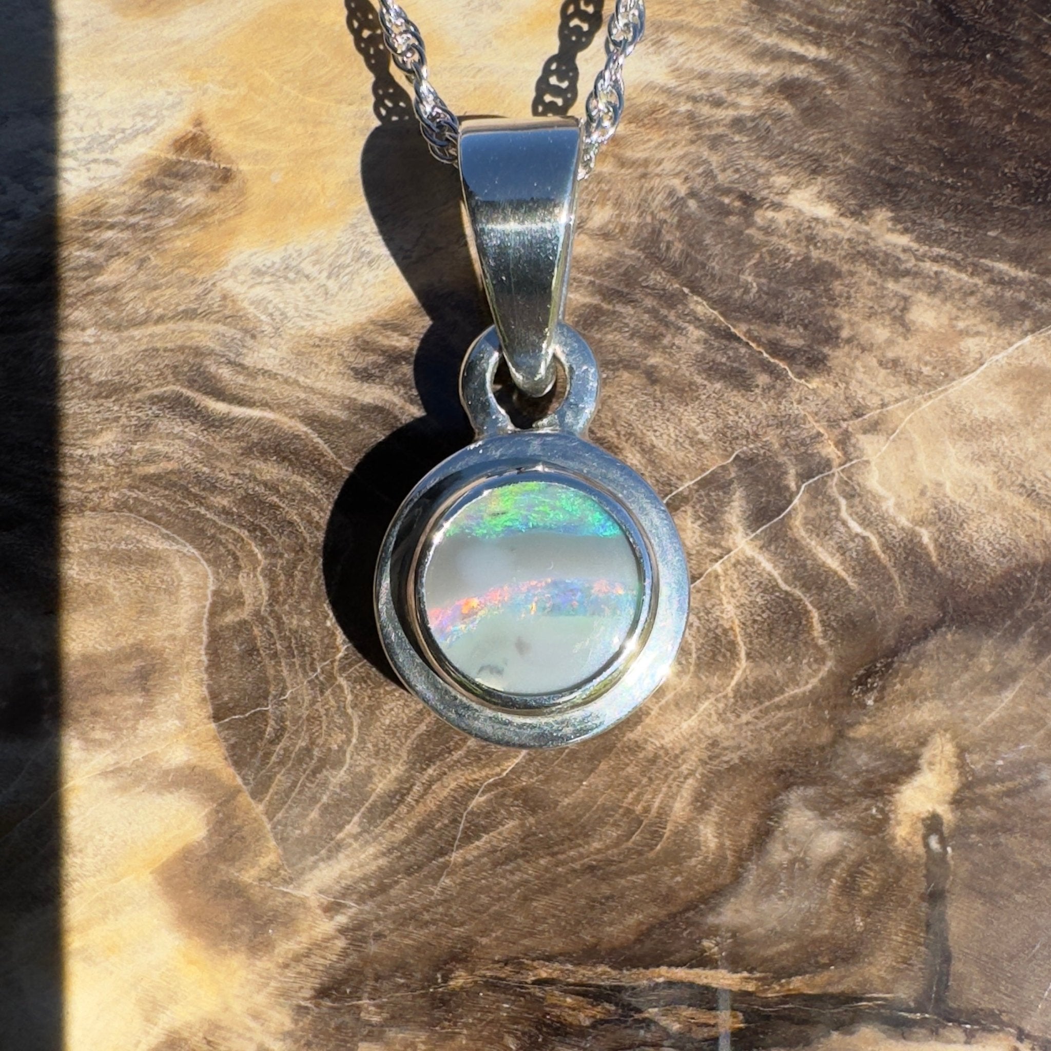 Outback Spirit ~ 1.4ct Double Sided (Two Opals) Solid Lightning Ridge Opal 925 Silver Pendant Necklace