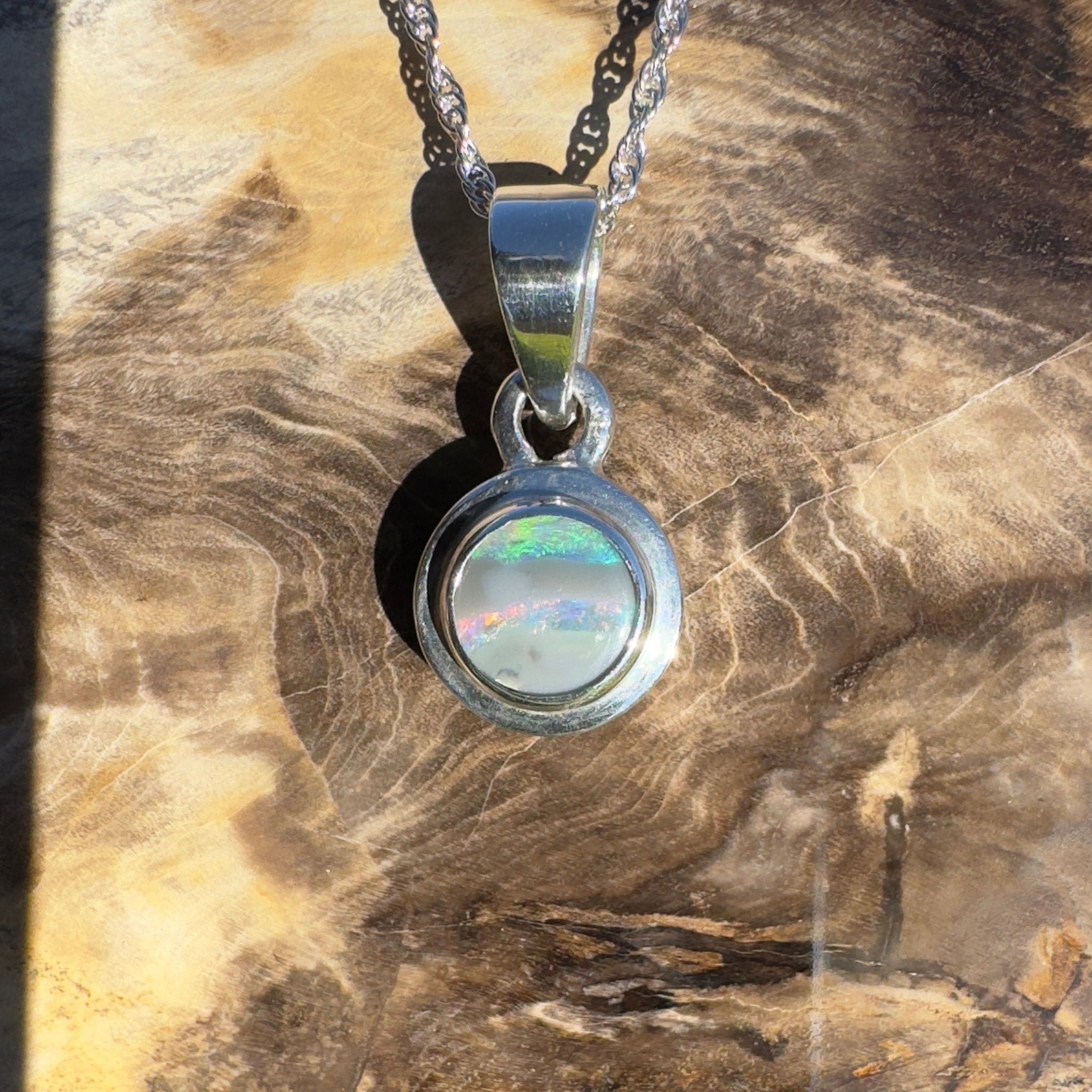 Outback Spirit ~ 1.4ct Double Sided (Two Opals) Solid Lightning Ridge Opal 925 Silver Pendant Necklace