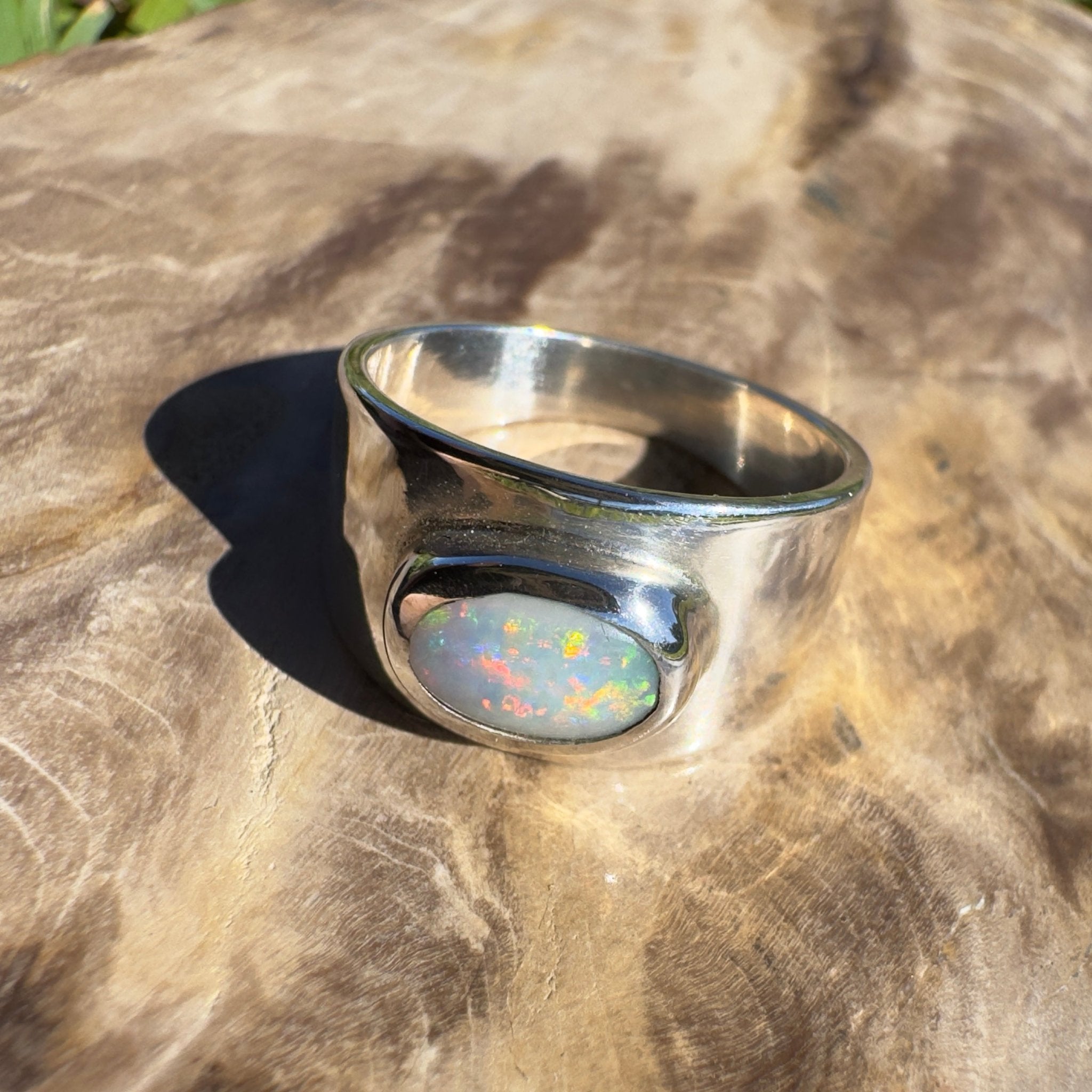 Outback Starry Sky ~ 0.8ct Solid Mintabie Opal 925 Silver Ring