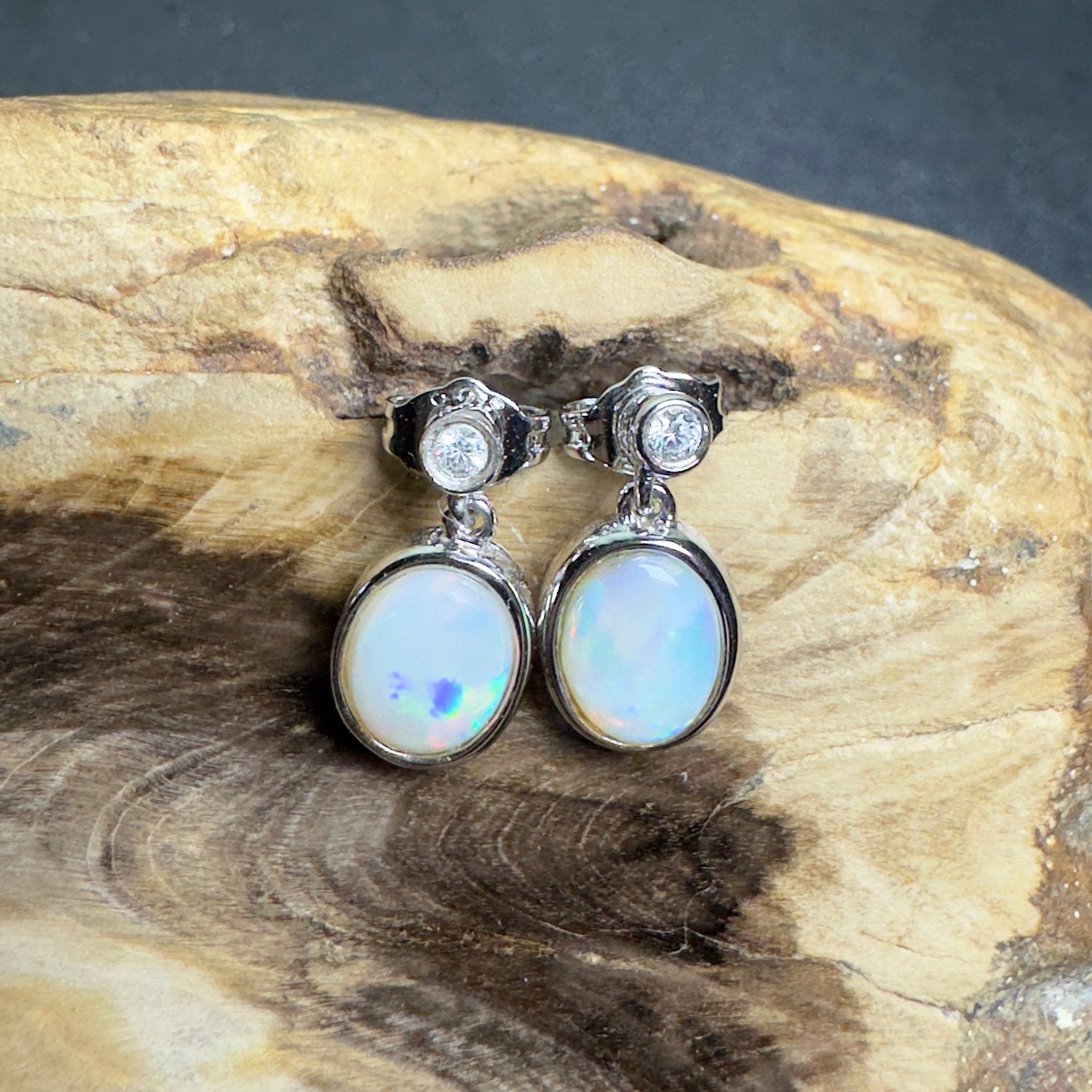 Painted Basin Light - 1.8ct Coober Pedy Opal 925 Silver Earrings
