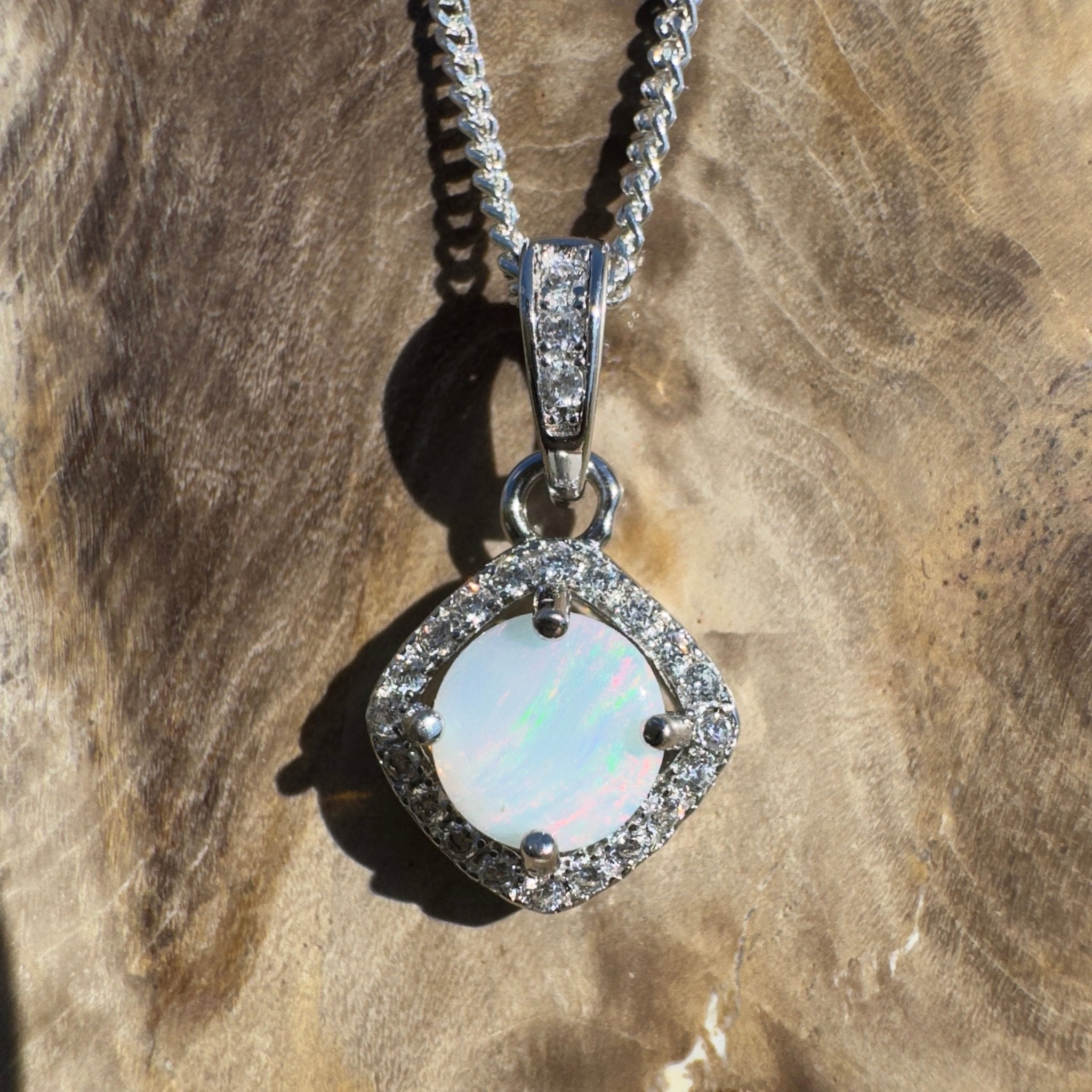 Painted Hills Dawn ~ 0.7ct Coober Pedy Opal 925 Silver Pendant