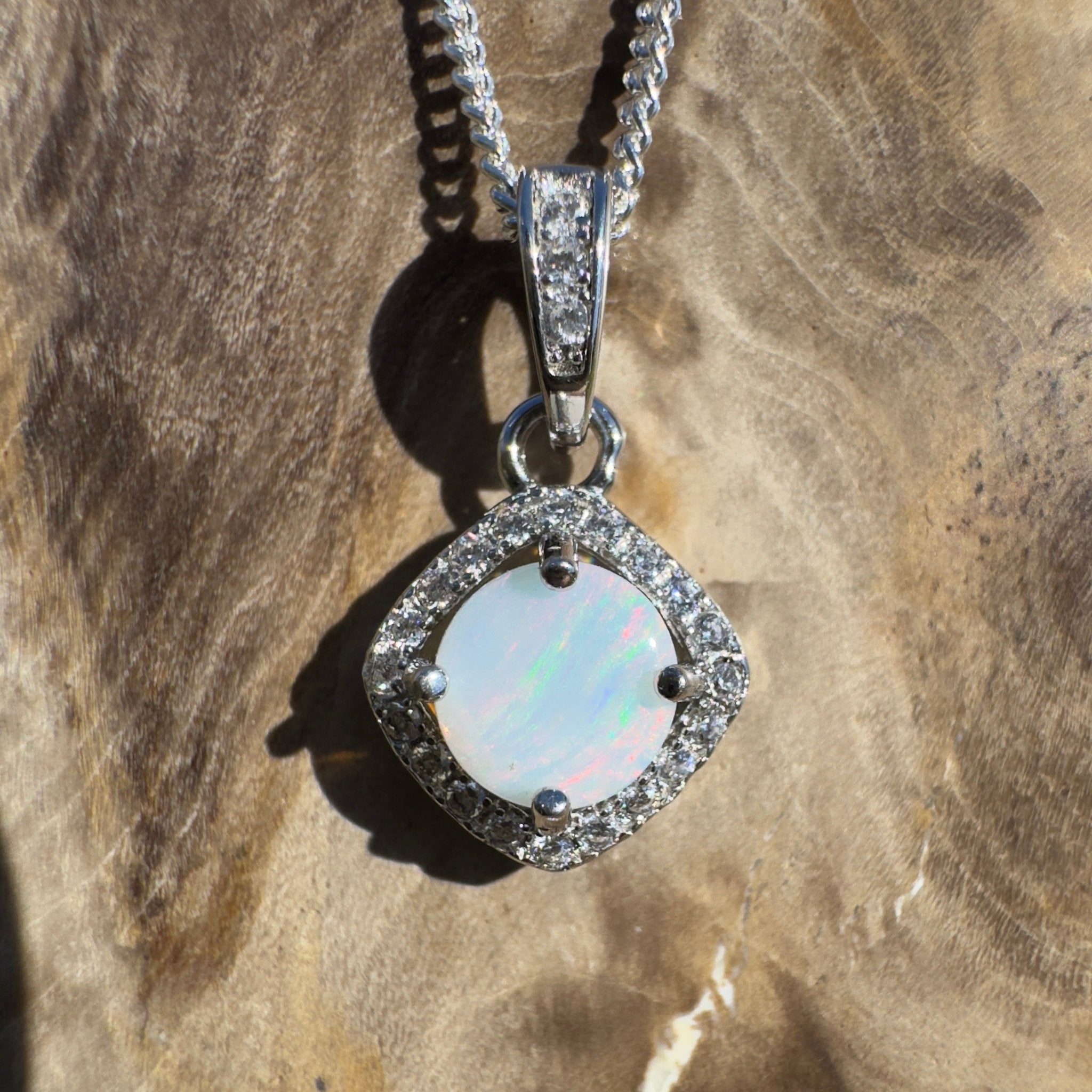 Painted Hills Dawn ~ 0.7ct Coober Pedy Opal 925 Silver Pendant