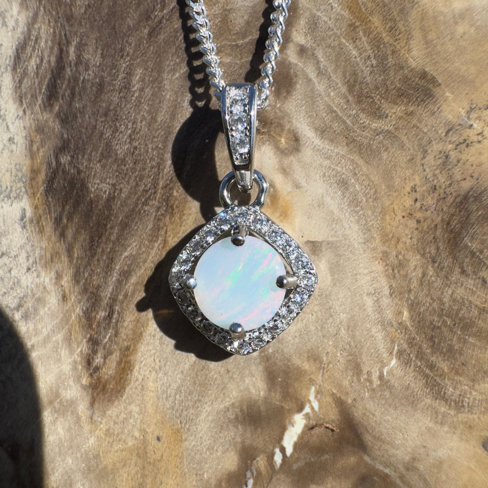 Painted Hills Dawn ~ 0.7ct Coober Pedy Opal 925 Silver Pendant