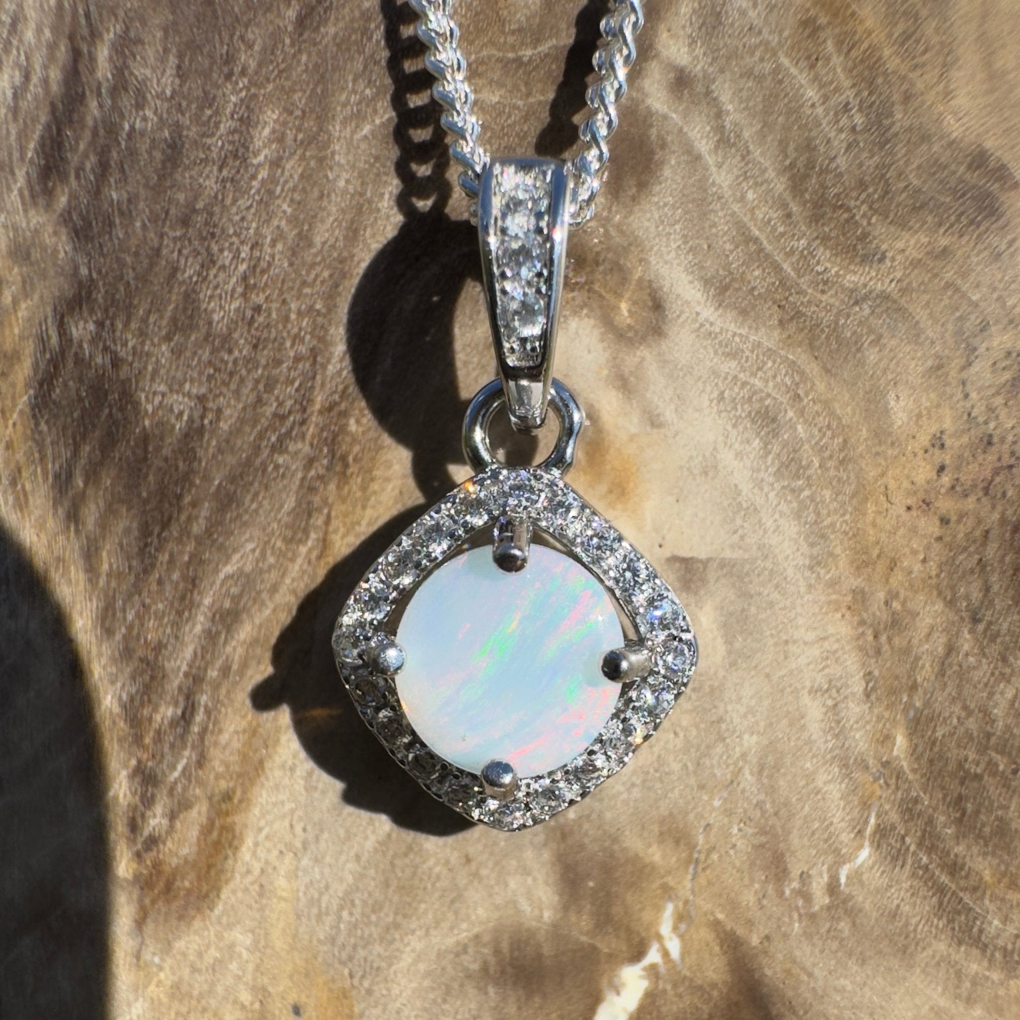 Painted Hills Dawn ~ 0.7ct Coober Pedy Opal 925 Silver Pendant