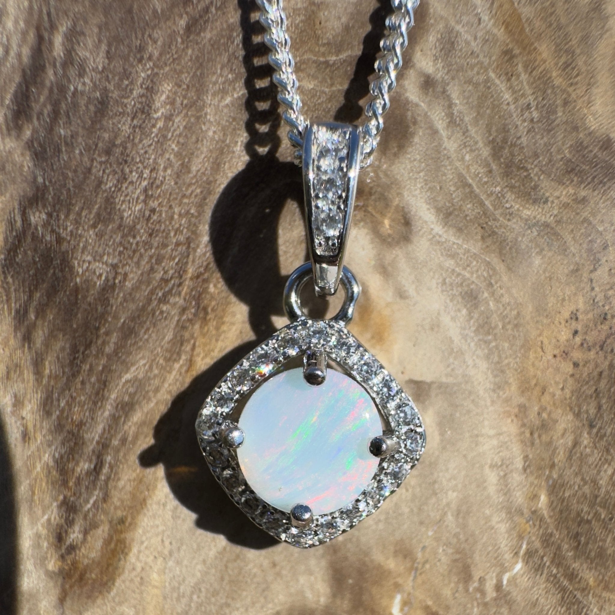 Painted Hills Dawn ~ 0.7ct Coober Pedy Opal 925 Silver Pendant