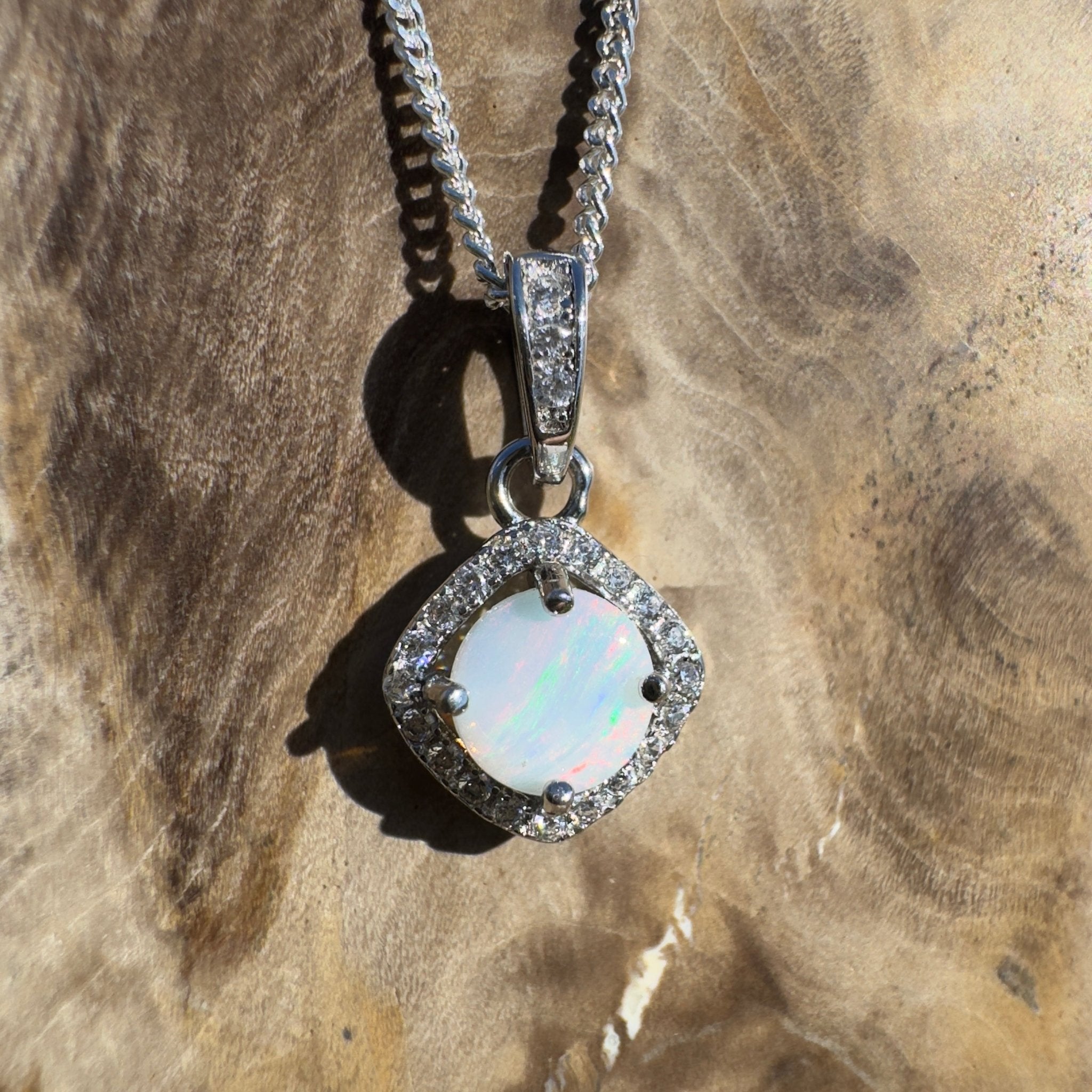 Painted Hills Dawn ~ 0.7ct Coober Pedy Opal 925 Silver Pendant