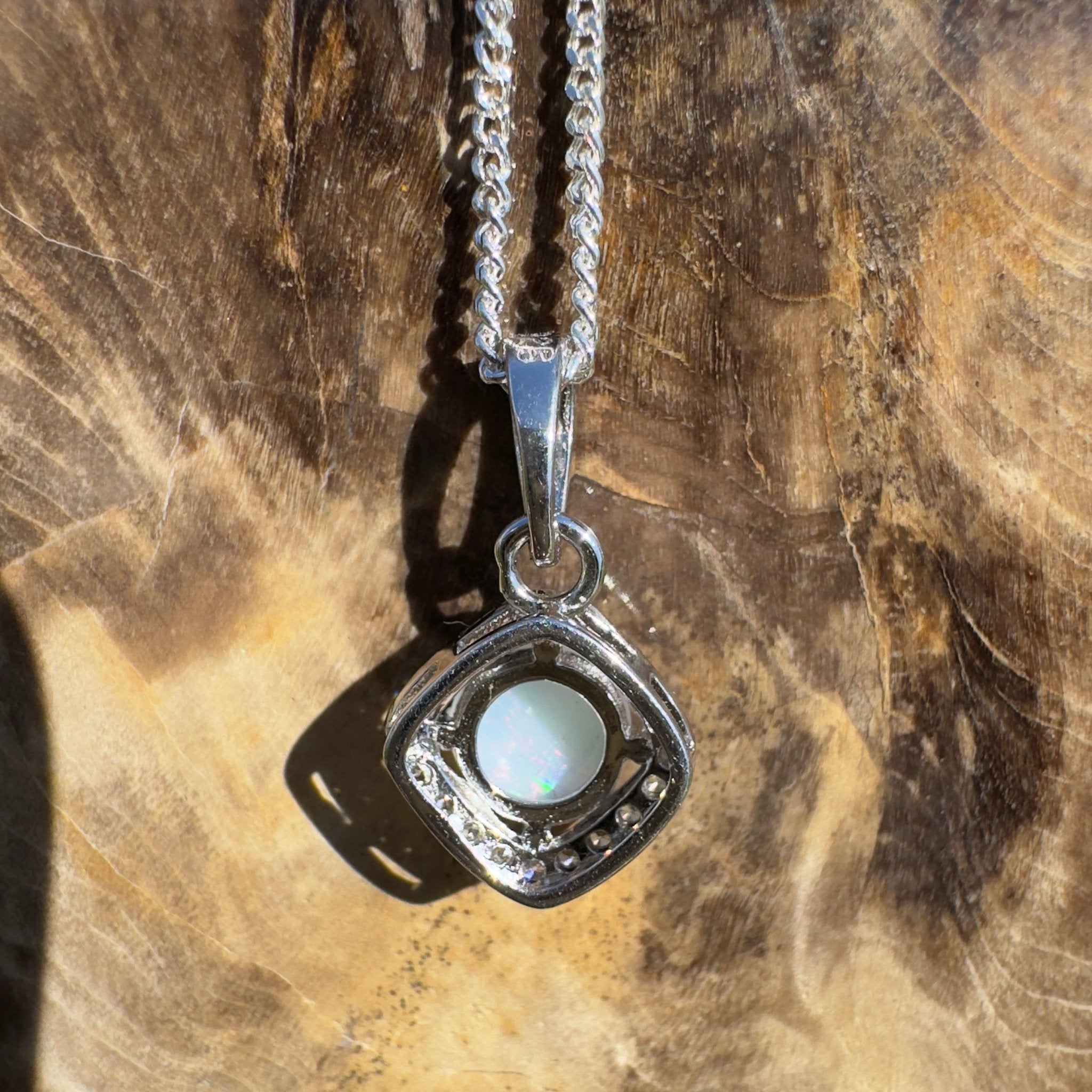 Painted Hills Dawn ~ 0.7ct Coober Pedy Opal 925 Silver Pendant