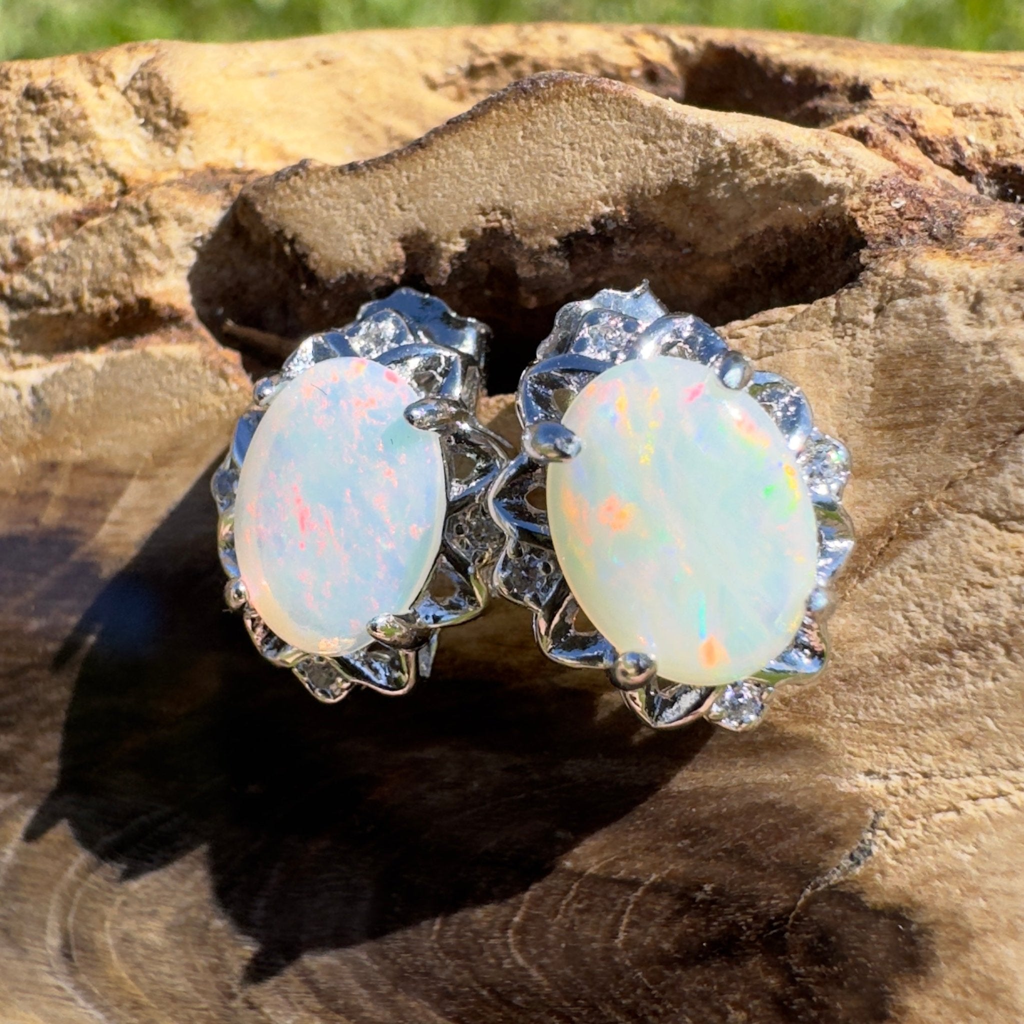 Painted Range Light - 1.3ct Coober Pedy Opal 925 Silver Earrings