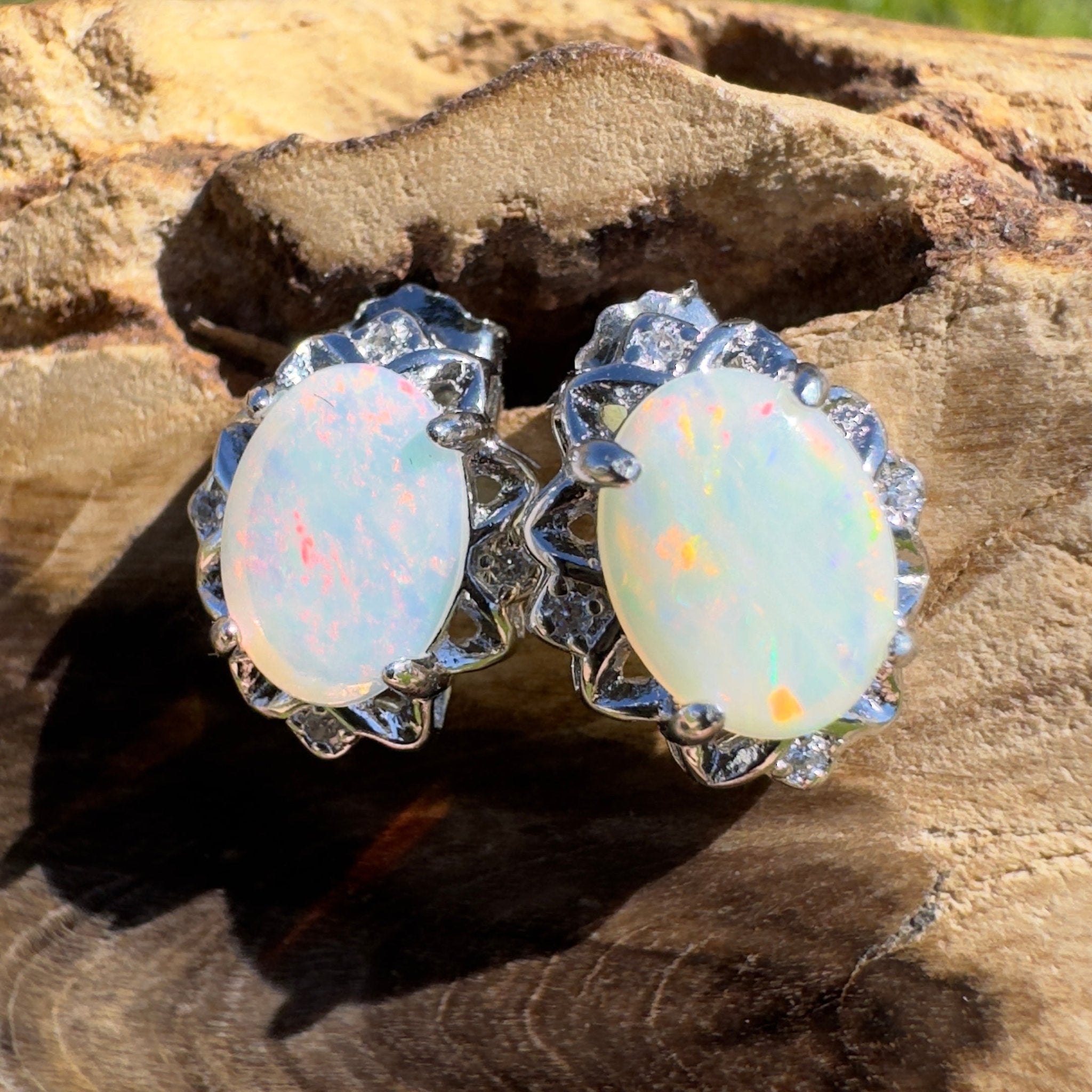 Painted Range Light - 1.3ct Coober Pedy Opal 925 Silver Earrings