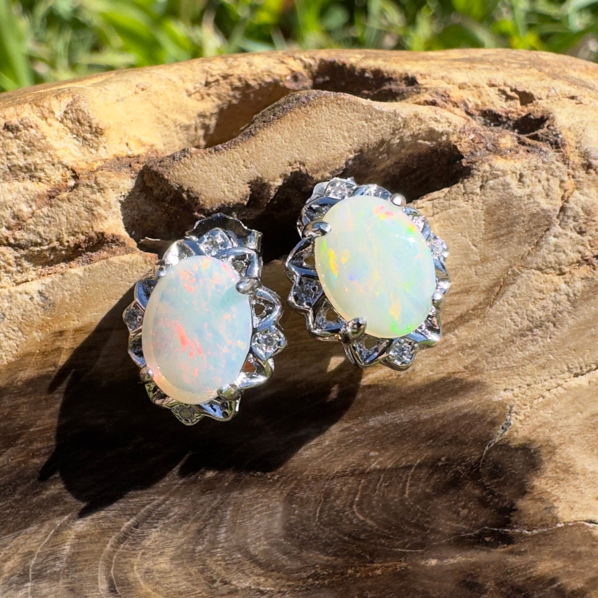 Painted Range Light - 1.3ct Coober Pedy Opal 925 Silver Earrings