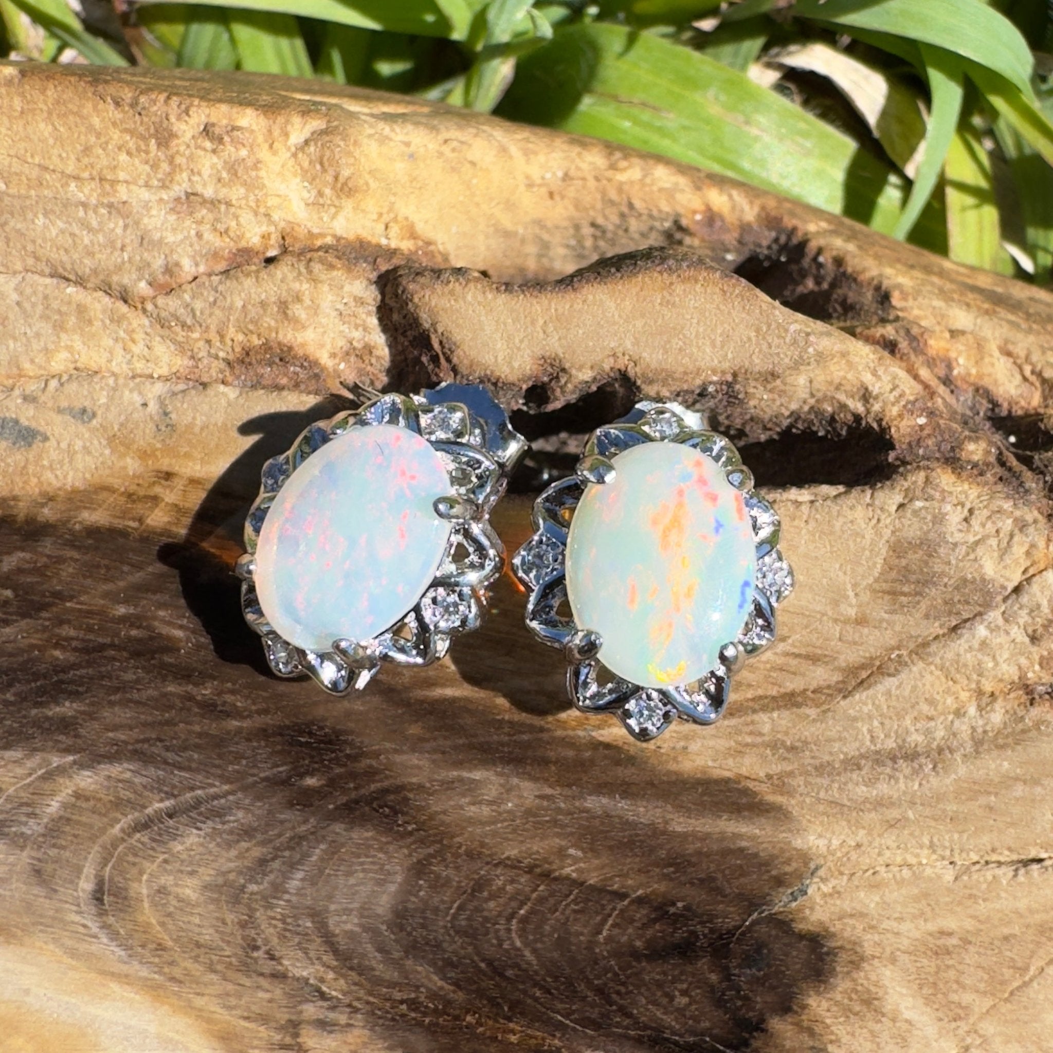 Painted Range Light - 1.3ct Coober Pedy Opal 925 Silver Earrings
