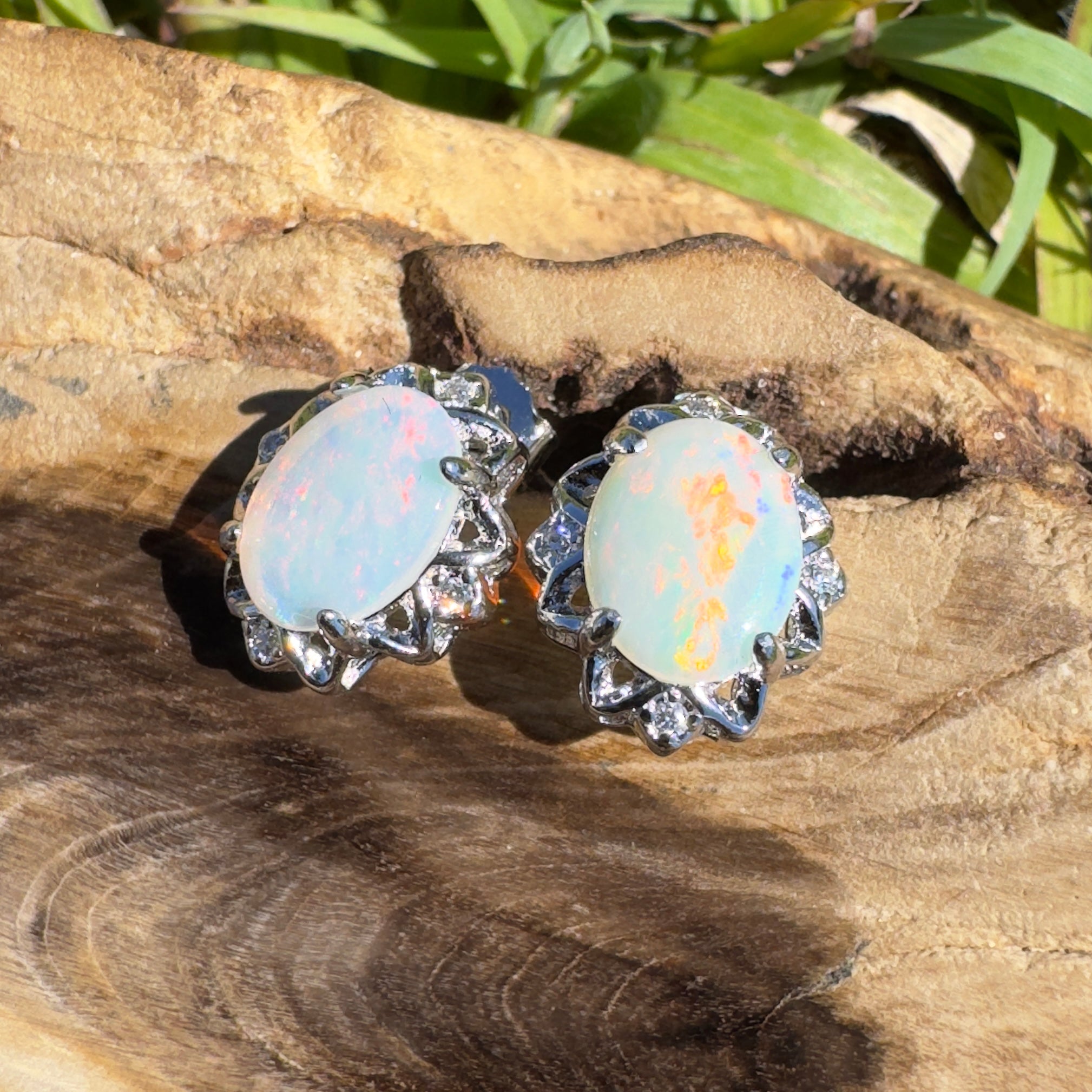 Painted Range Light - 1.3ct Coober Pedy Opal 925 Silver Earrings