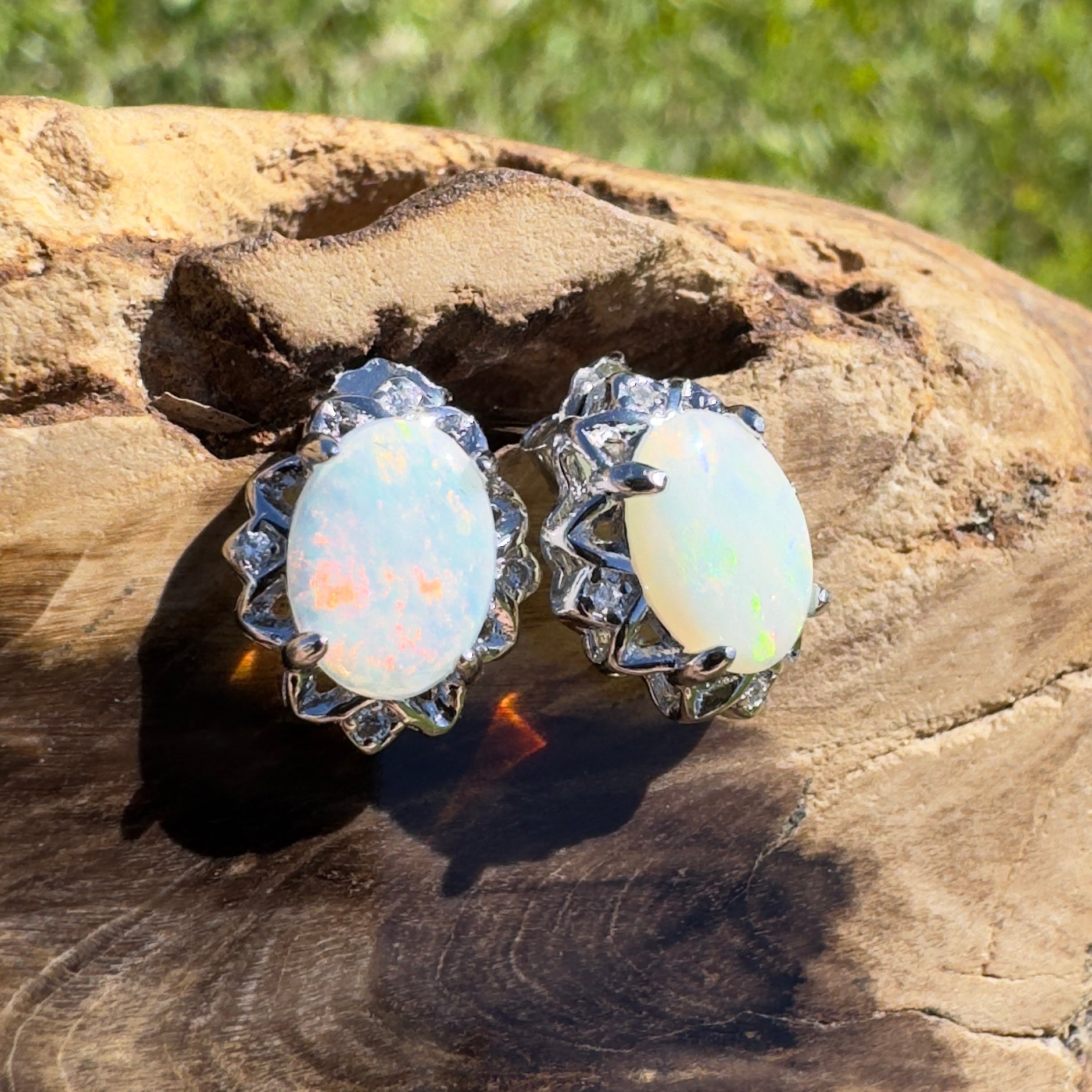 Painted Range Light - 1.3ct Coober Pedy Opal 925 Silver Earrings