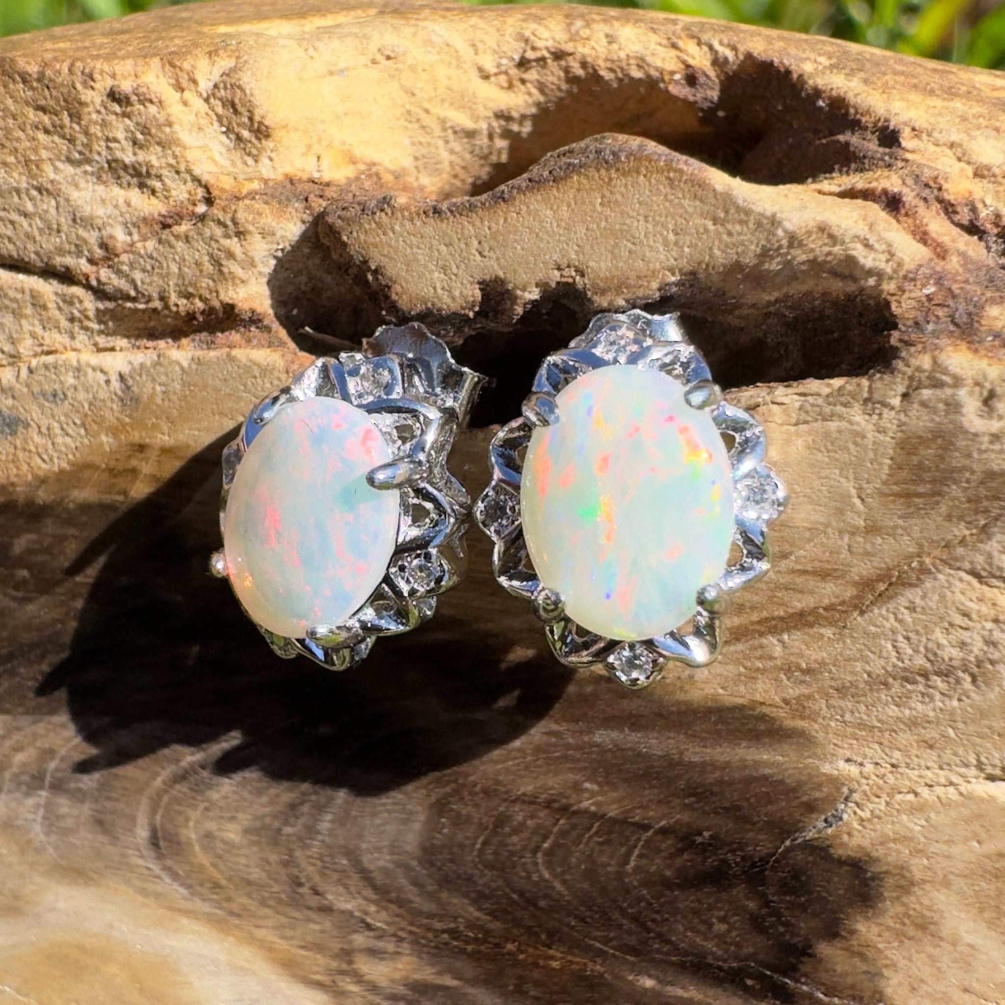 Painted Range Light - 1.3ct Coober Pedy Opal 925 Silver Earrings
