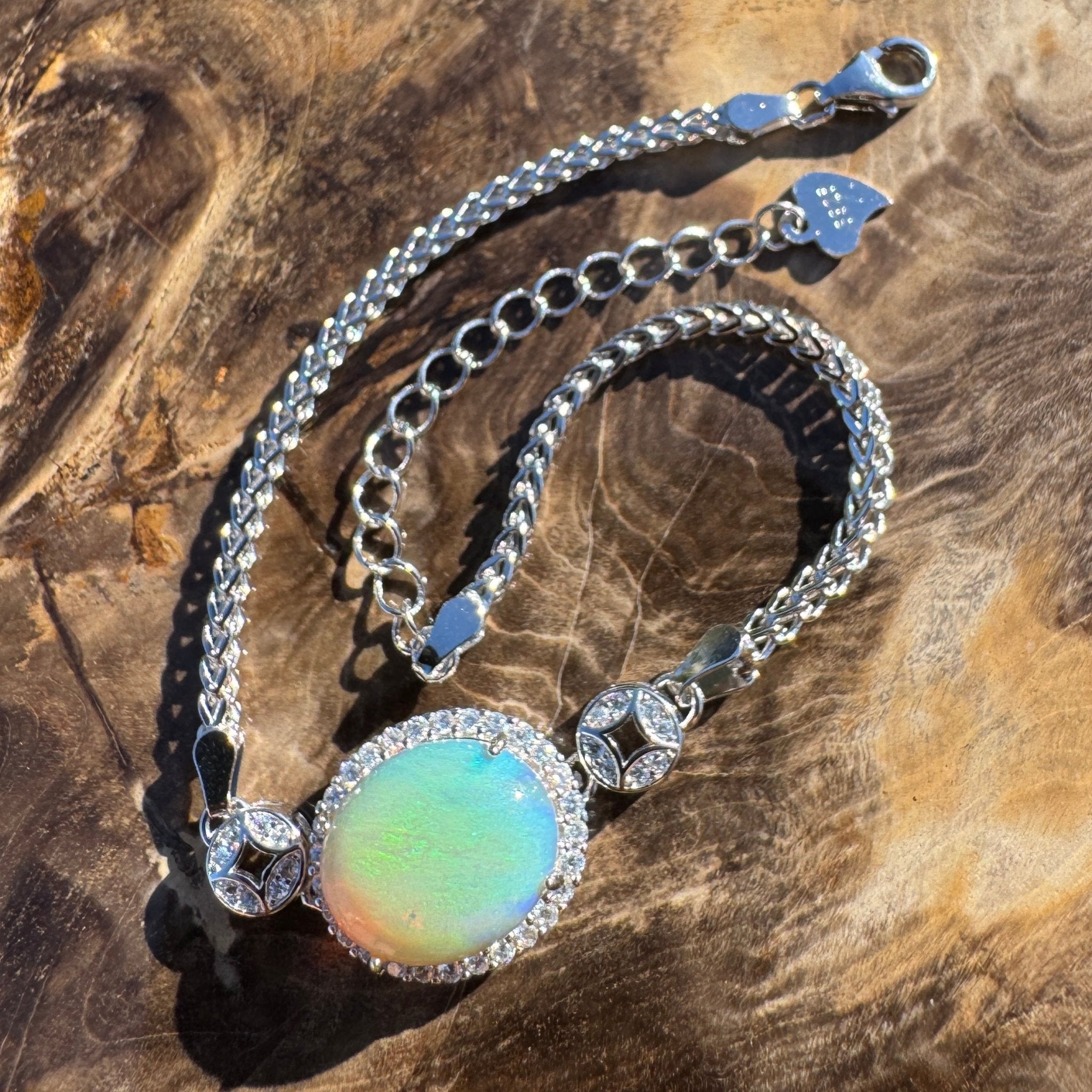 Palm Cove Flow - 1.8ct Mintabie Opal 925 Silver Bracelet