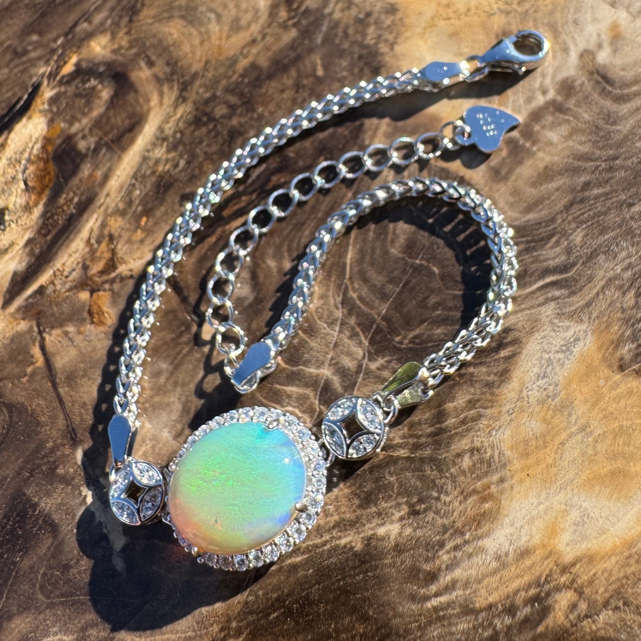Palm Cove Flow - 1.8ct Mintabie Opal 925 Silver Bracelet